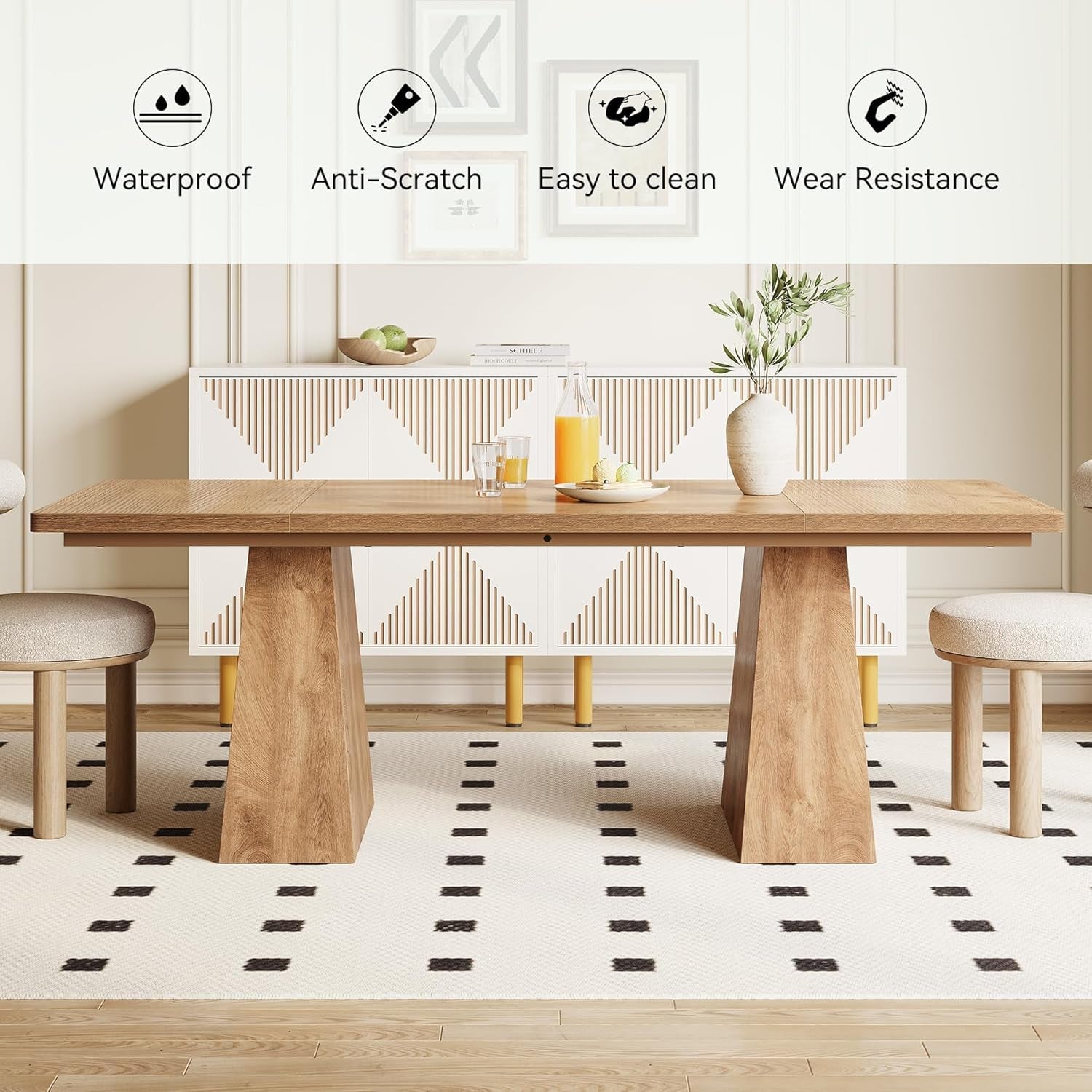 Oak Dining Table For 6 With Scratch Resistant Coating