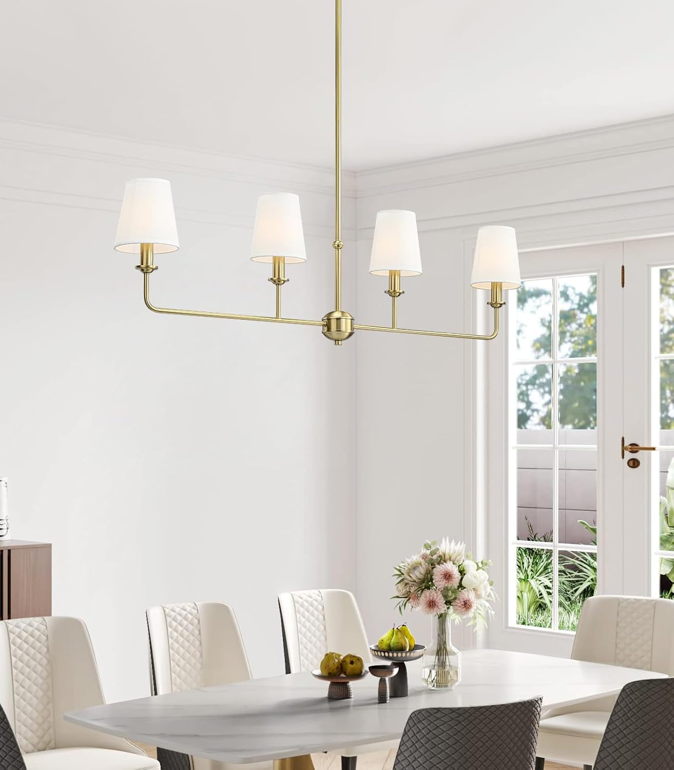 Brushed Gold 4 Lighting Chandelier Height Adjustable-1