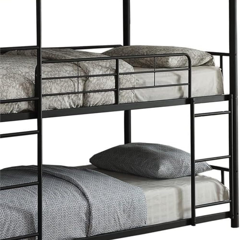 Cairo Metal Frame Full Triple Bunk Bed Sandy Black