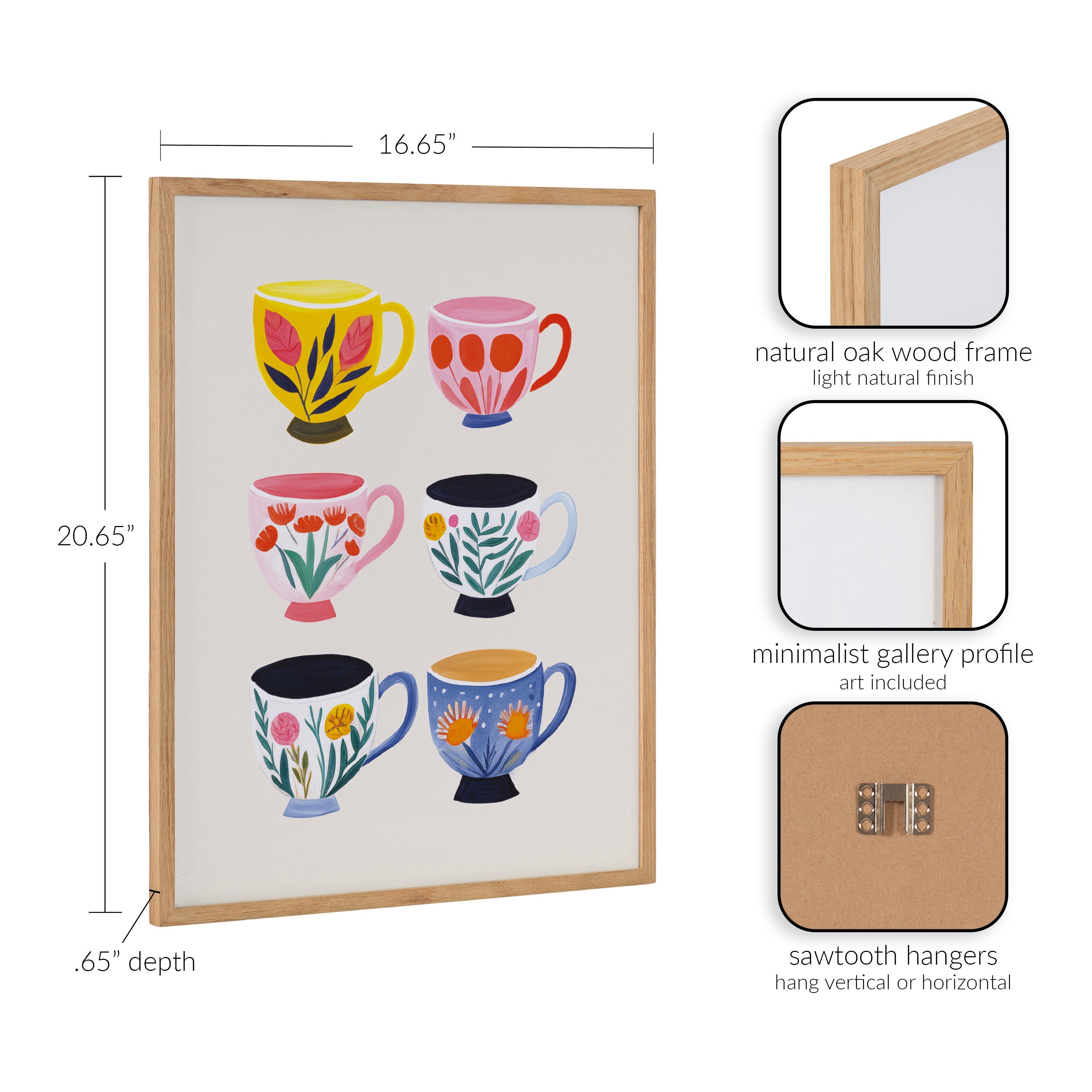 Gallery Botanical Coffee Shop Tea Cups Print by The Creative Bunch Studio