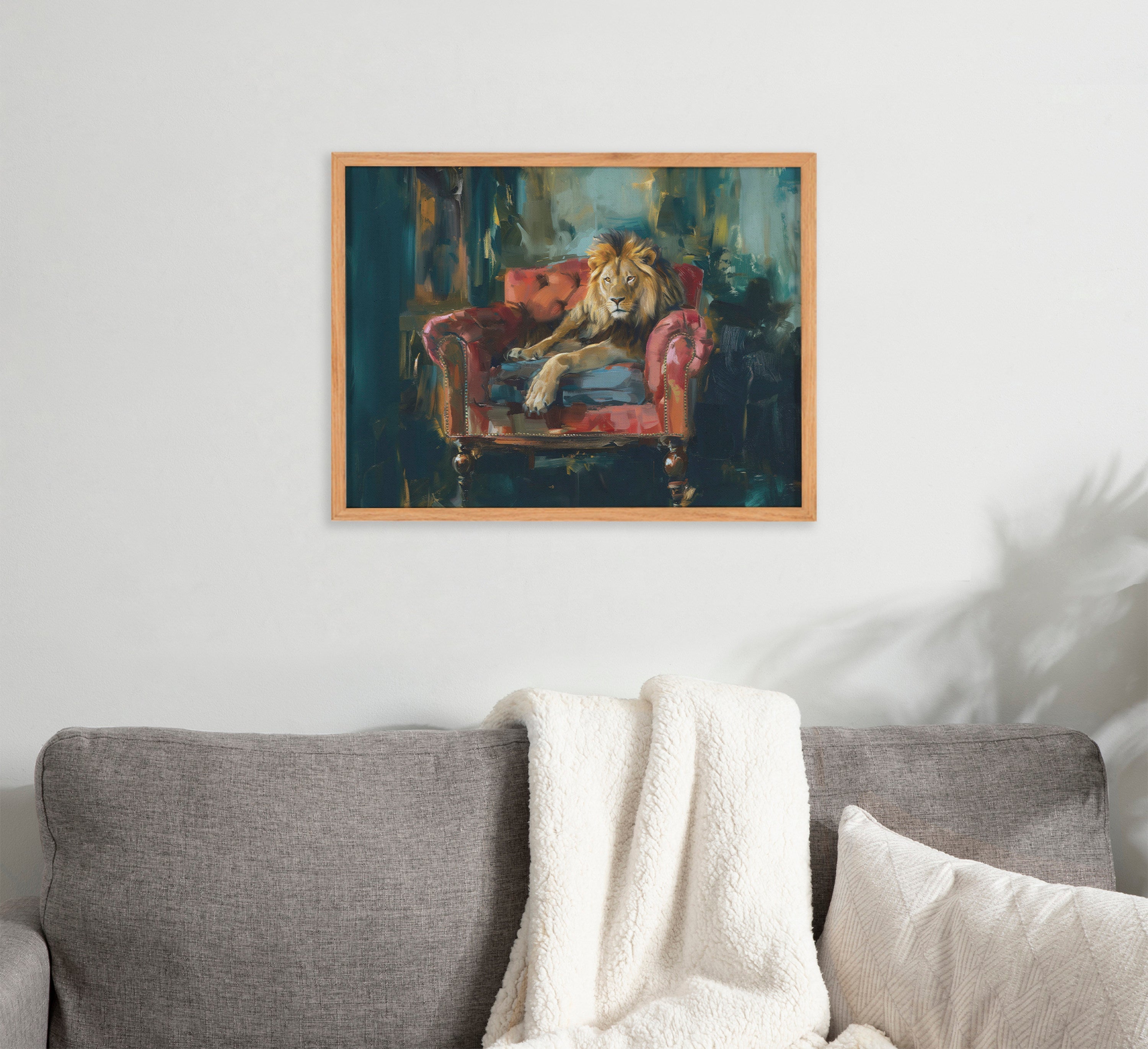 Gallery Lion Portrait in Rich Jewel Tones Print by The Creative Bunch Studio