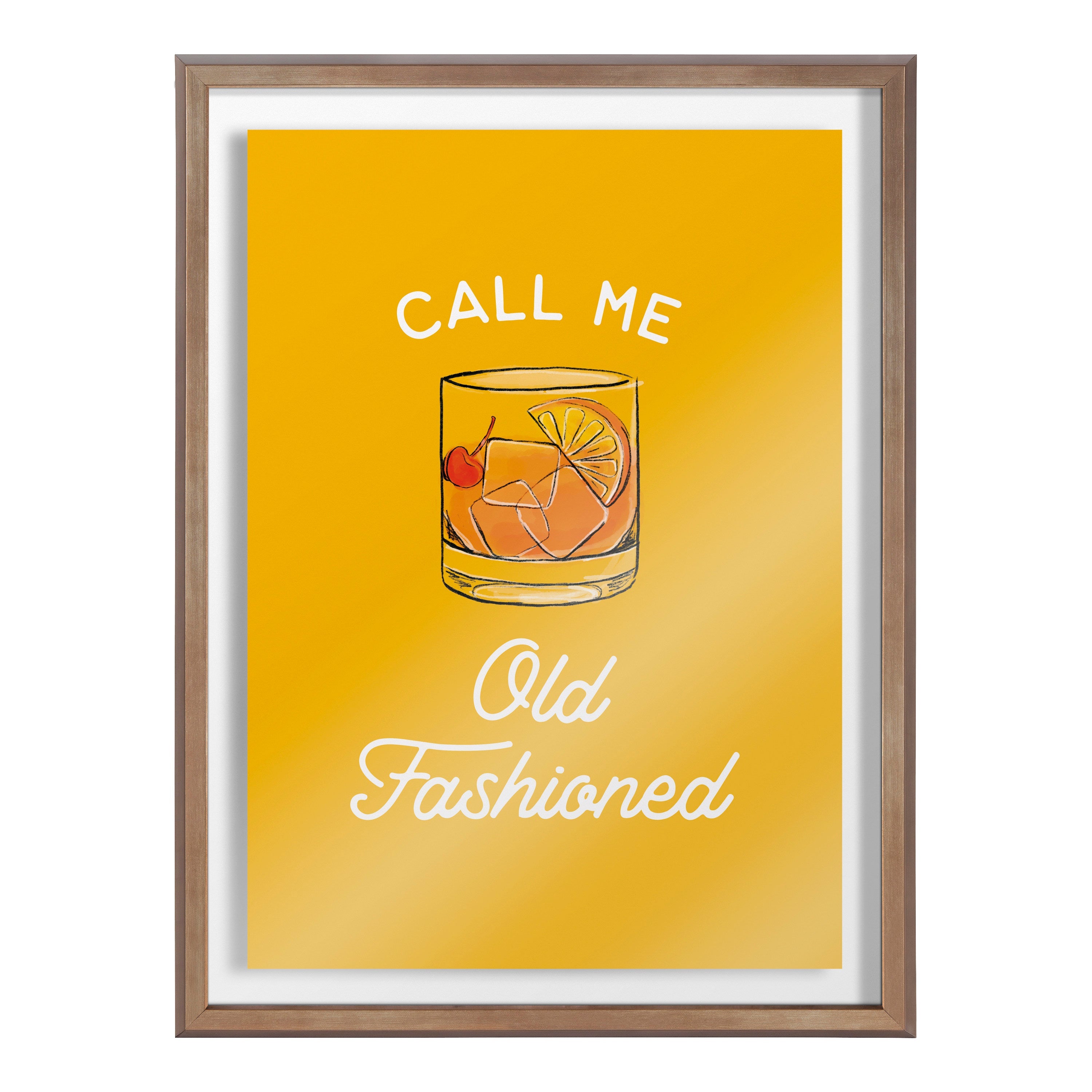 Blake Call Me Old Fashioned Yellow Framed Printed Glass by The Creative Bunch Studio