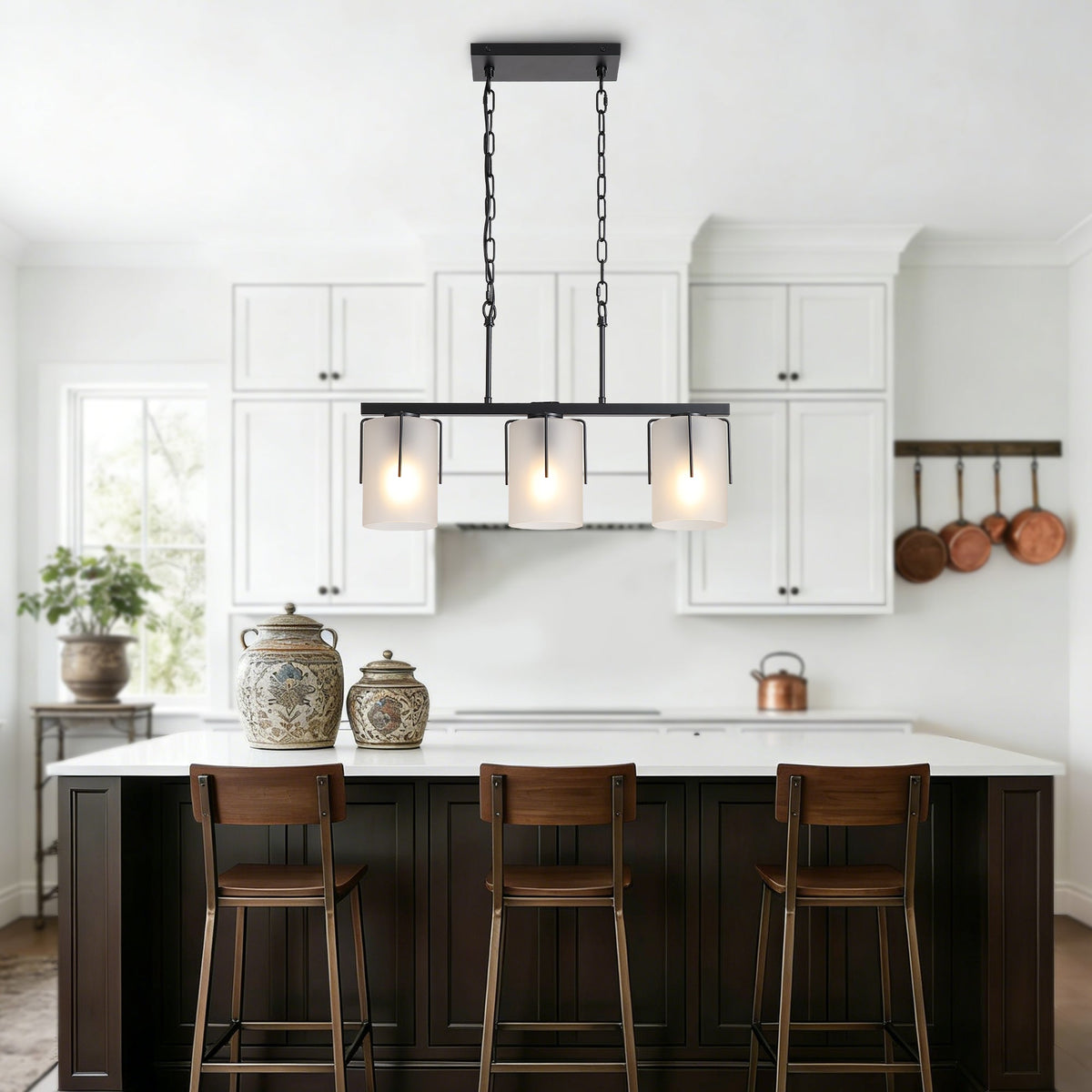 Minimalist 3-Light Linear Chandelier