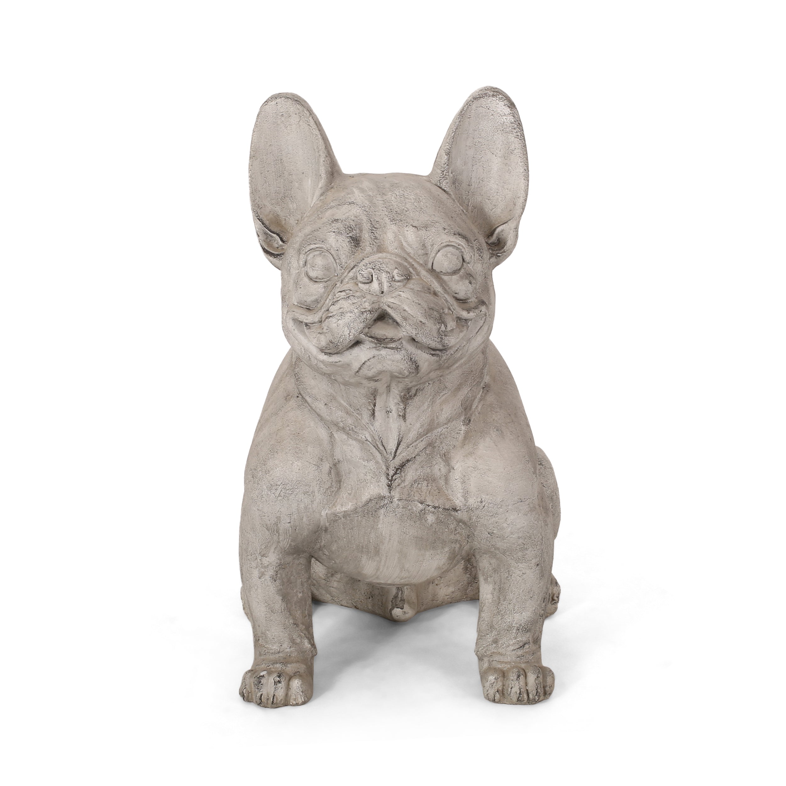 Dog Garden Sculpture, Outdoor French Bulldog Garden Statue, Rustic White