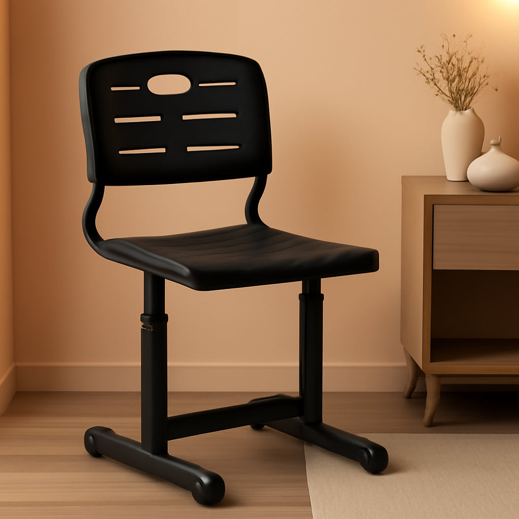 Adjustable Height Black Classroom Chair With Pedestal Frame
