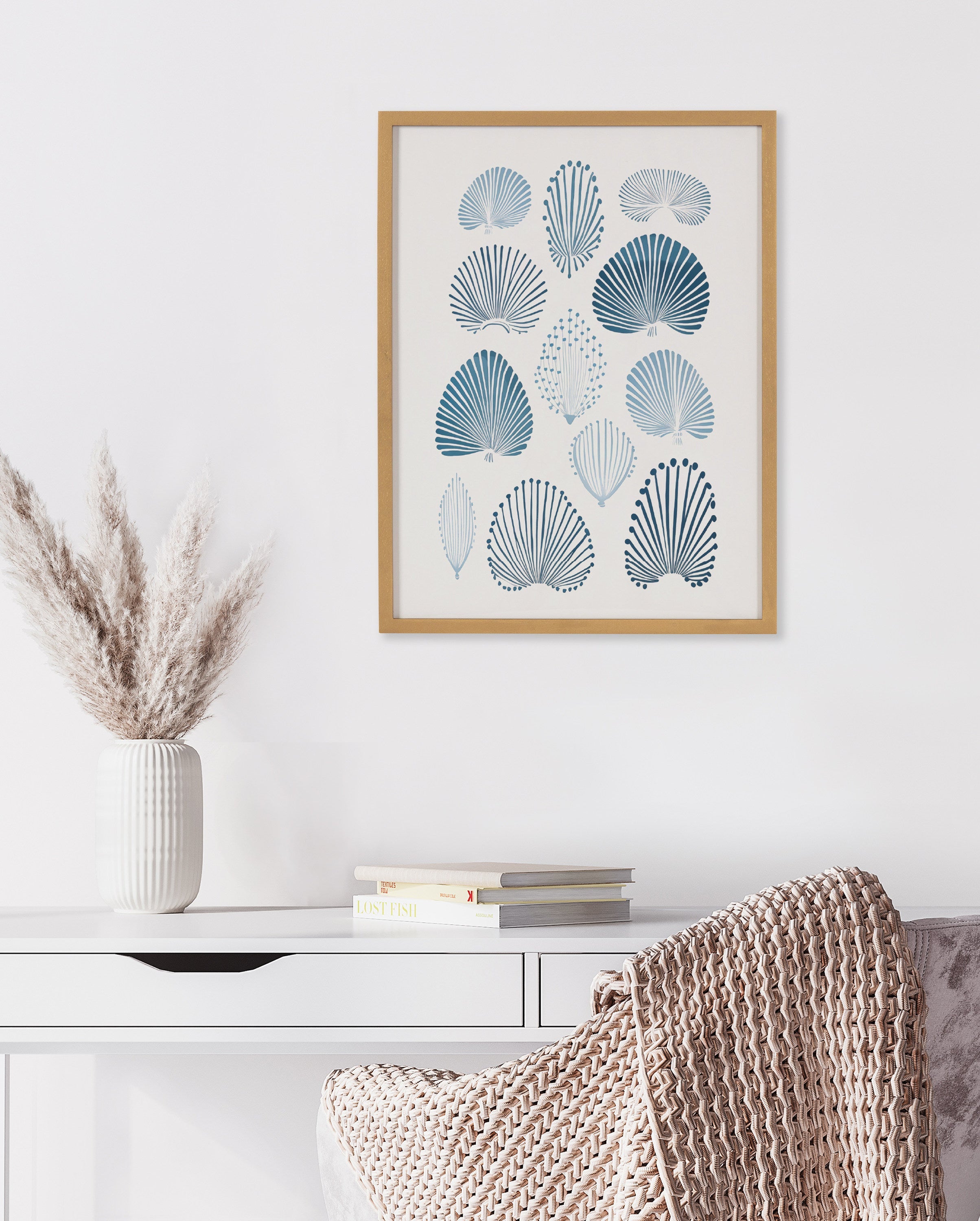 Gallery Abstract Coastal Blue Coral Print by The Creative Bunch Studio