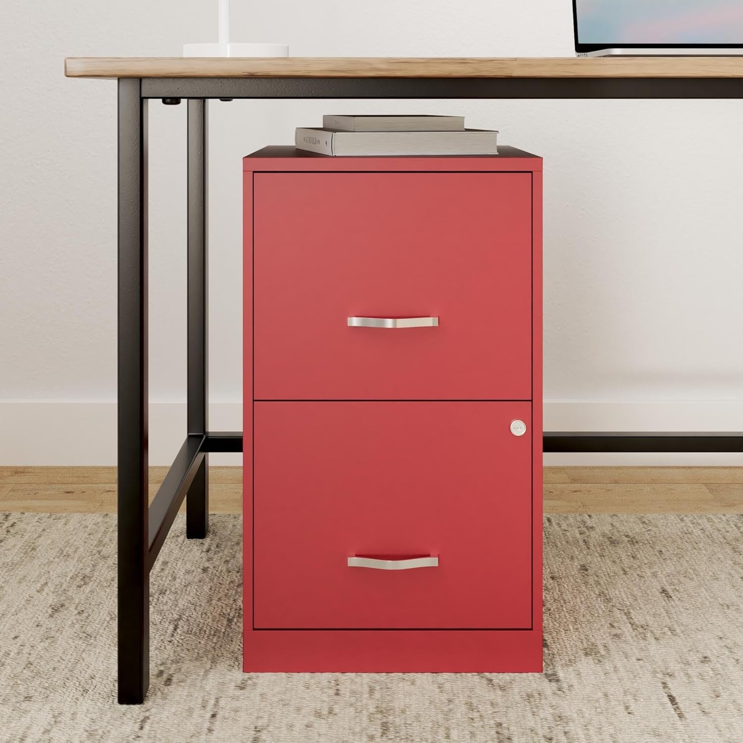 Two Drawer File Cabinet Red Steel With Smooth Glide Drawers 14 Point 2 Inch By 18 Inch By 24 Point 5 Inch