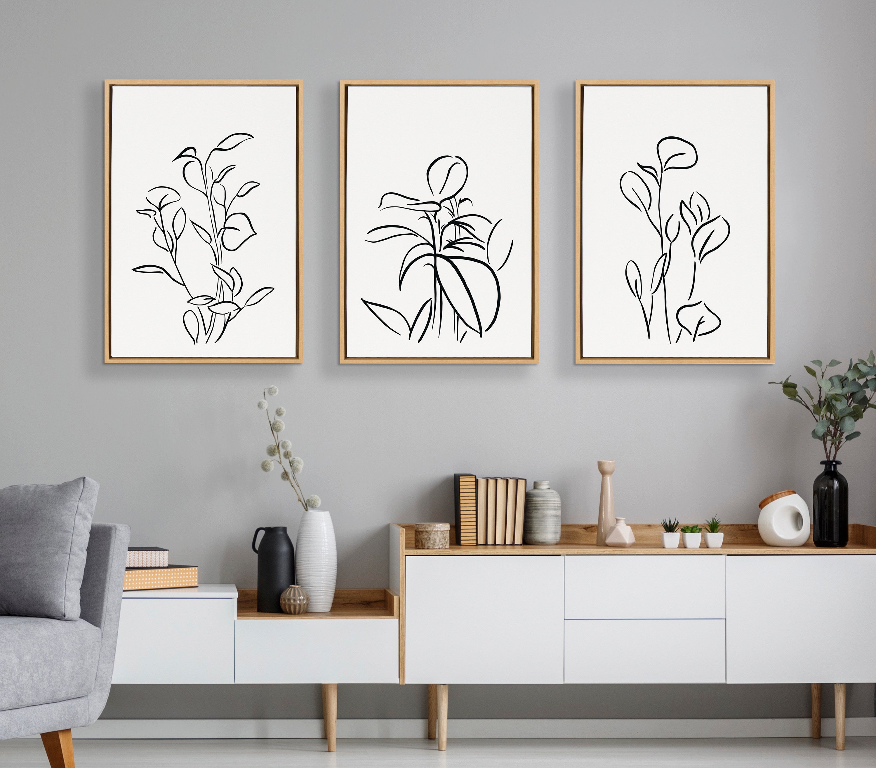 Sylvie Botanical Sketch Print No 2 Framed Canvas by The Creative Bunch Studio