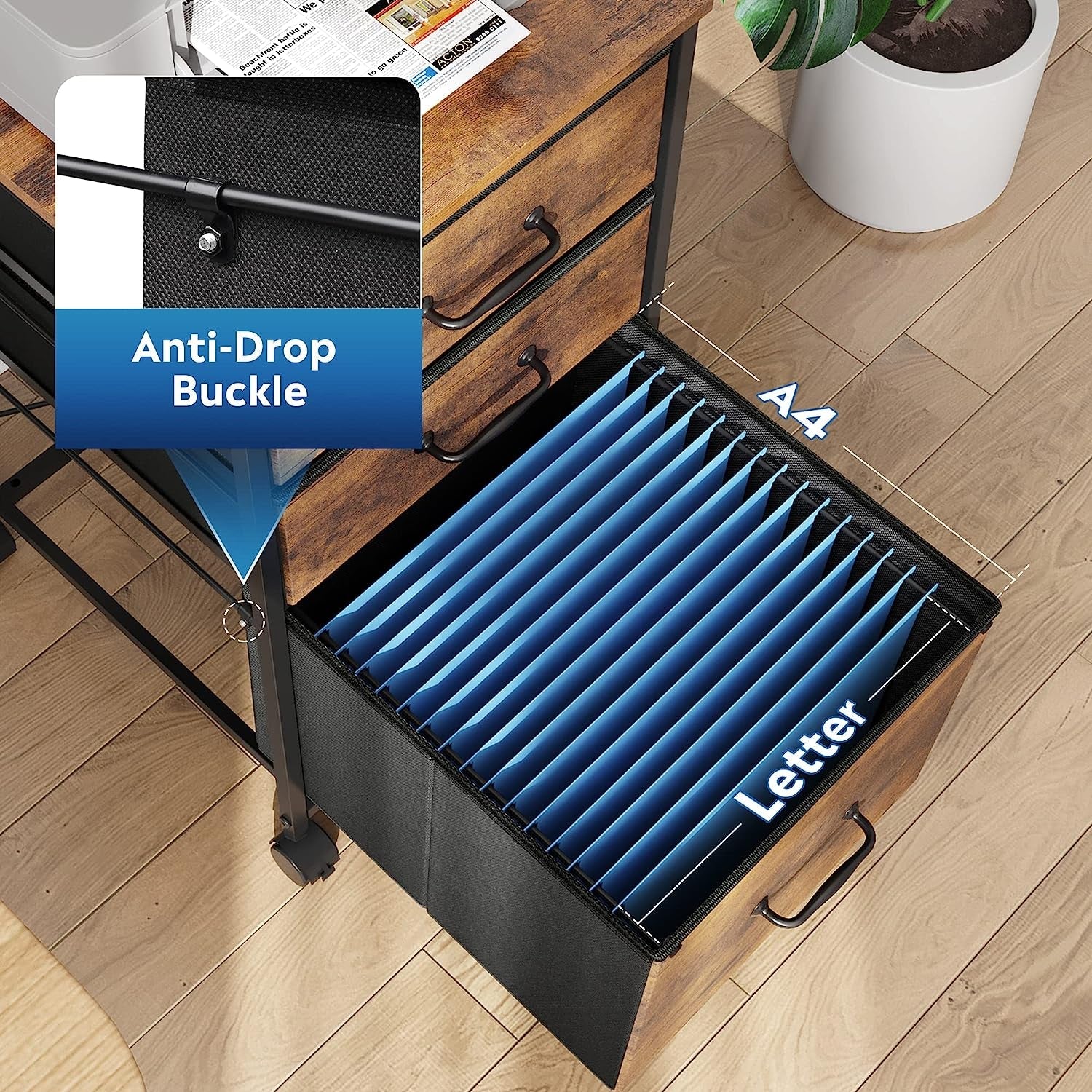 Rolling File Cabinet 3 Drawer In Rustic Brown Office Furniture