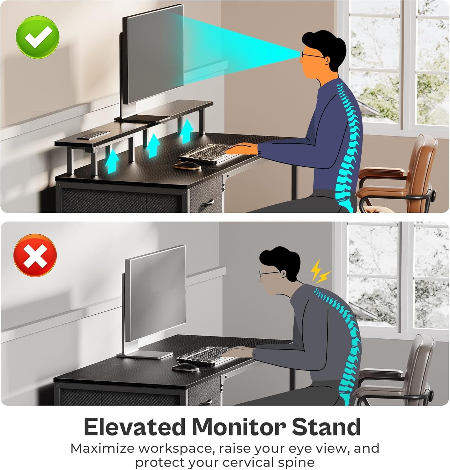 47 Inch Gaming Desk With LED Lights For Home Office