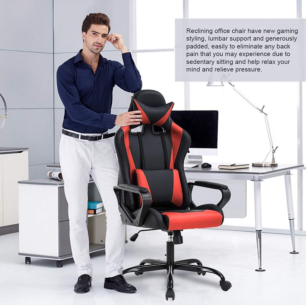 Gaming Chair With Ergonomic Adjustable Lumbar Support