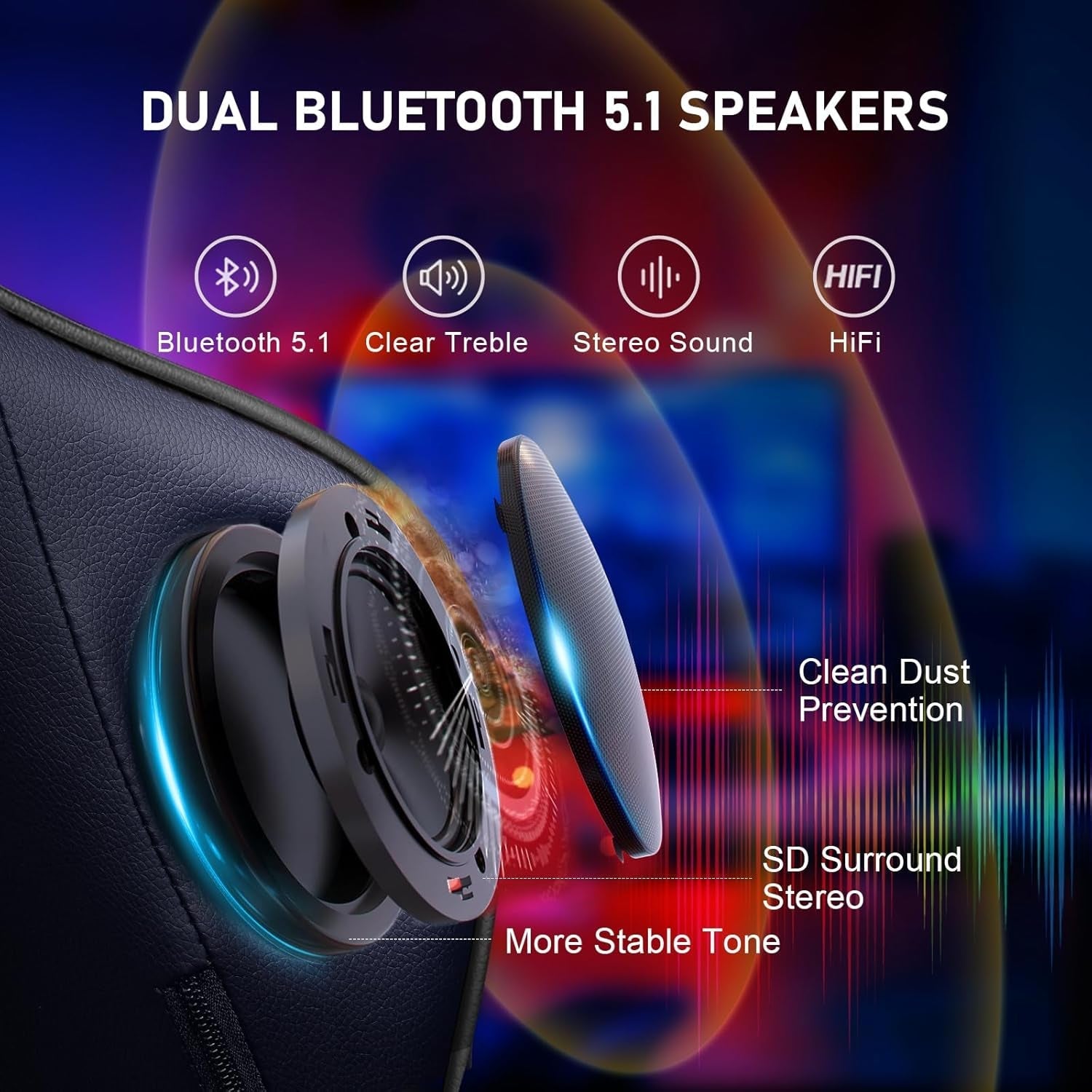 Gaming Chair With Footrest And Speakers Ergonomic Design