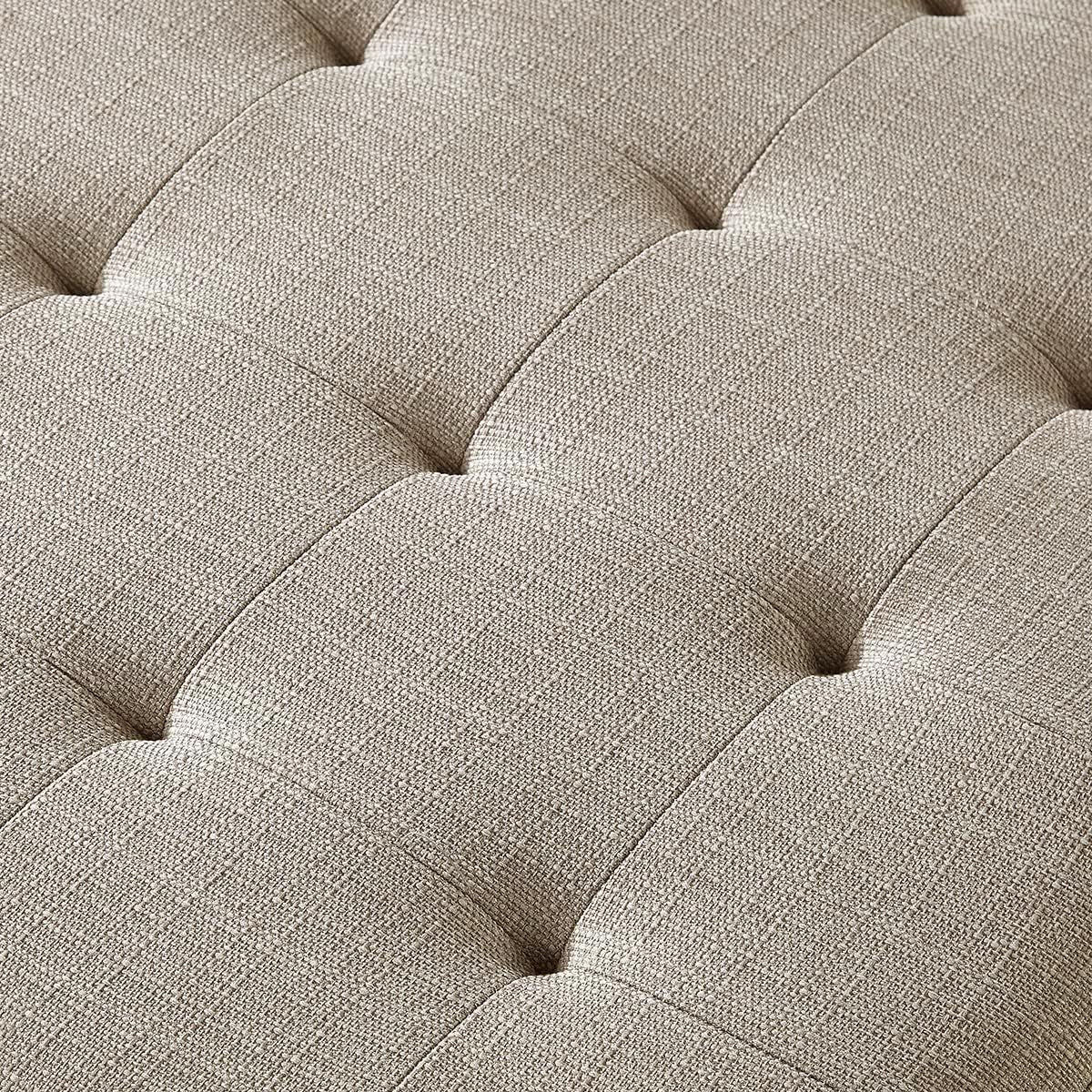 Large Upholstered Tufted Linen Ottoman Coffee Table