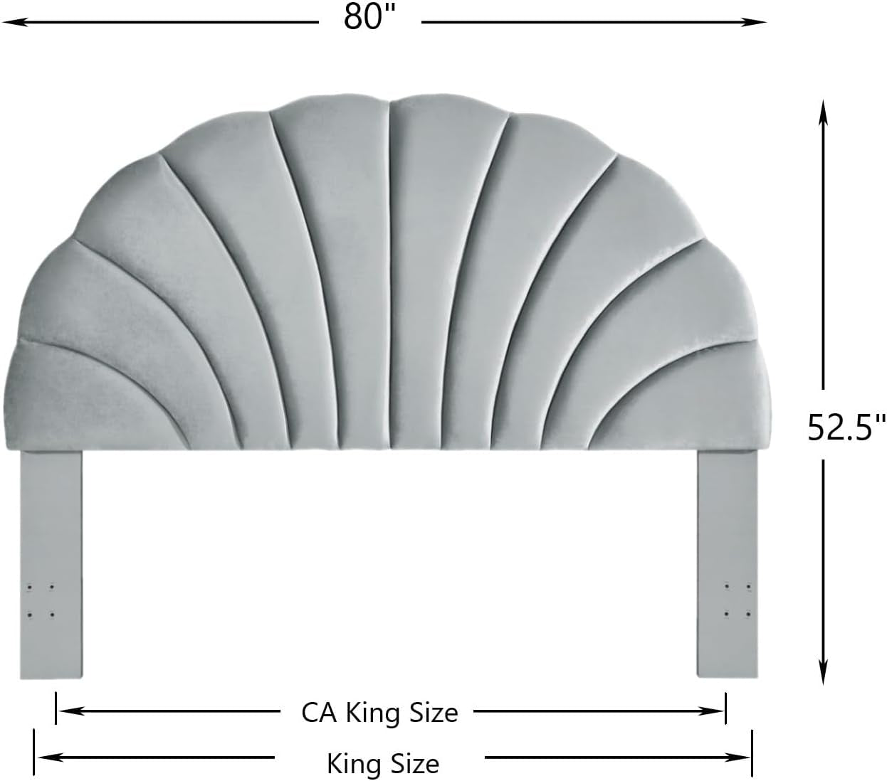 Elegant Crown Design Soft Velvet King Headboard Gray
