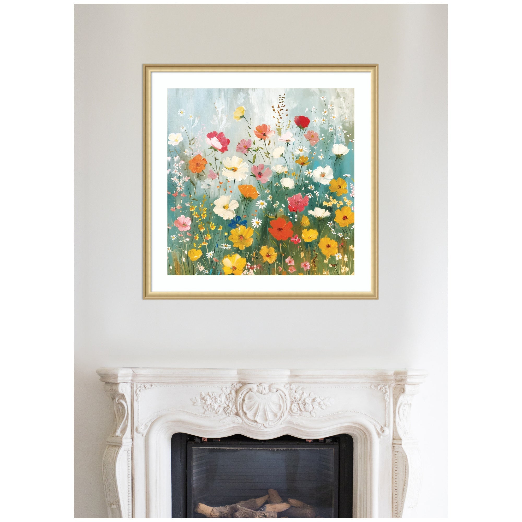 Framed Art Boho Wildflower Garden by The Creative Bunch Studio