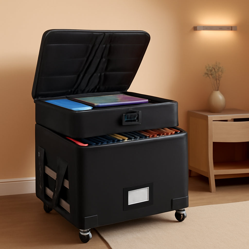 Fireproof File Box With Lock Wheels Rolling Portable