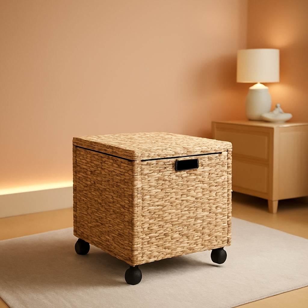 Wicker Rolling File Box Letter Size Natural For Office