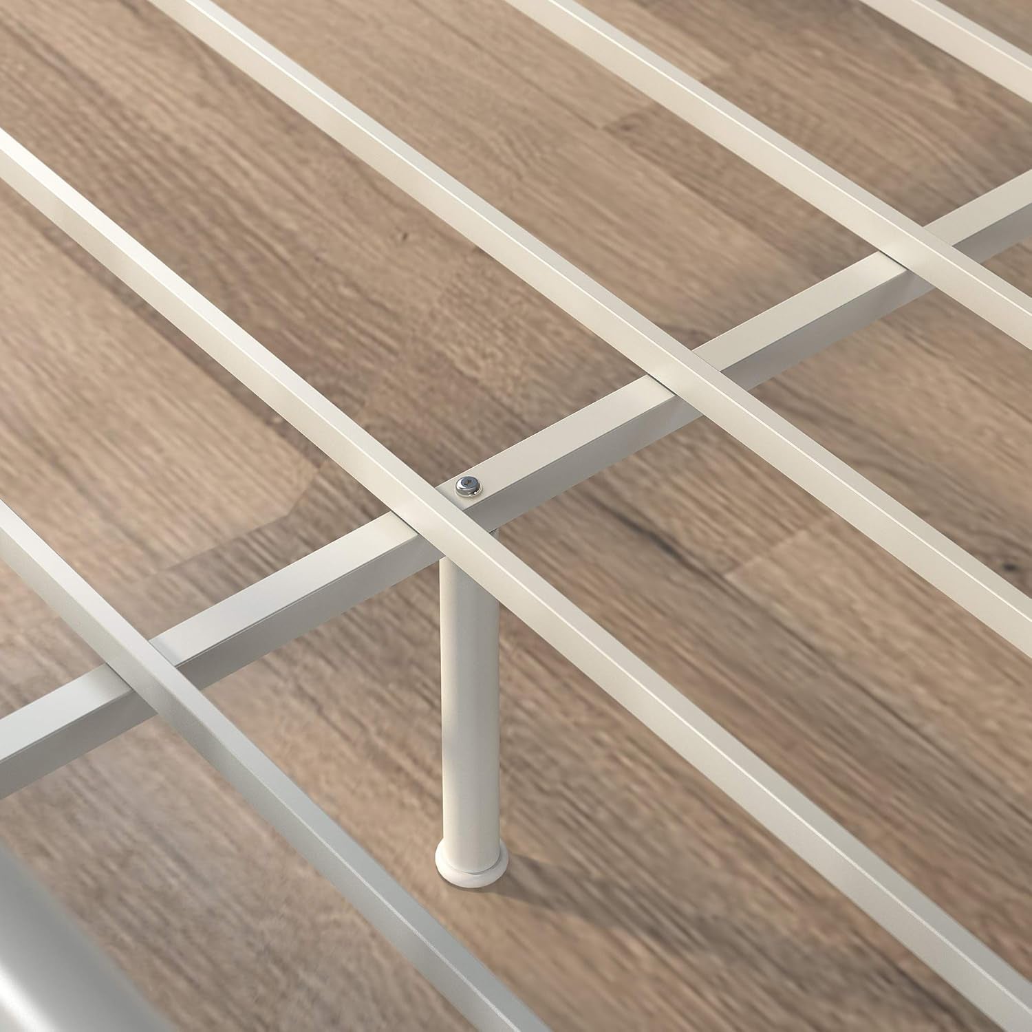 White Full Panel Metal Bed Frame Industrial Strength