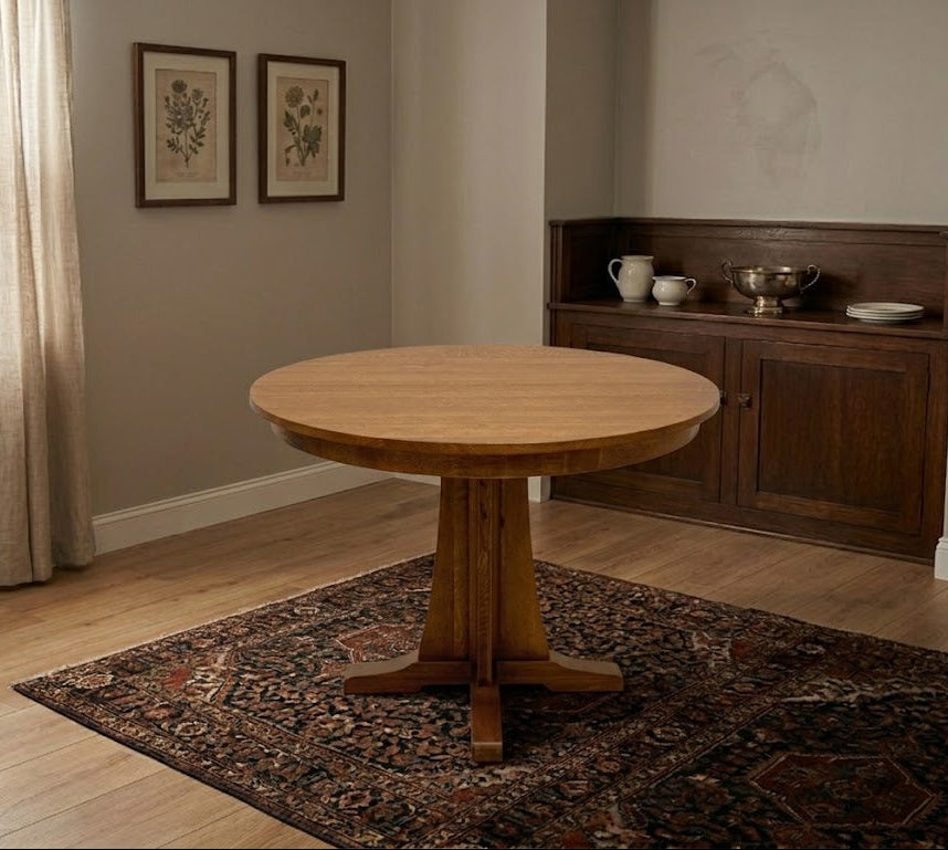Mission Quarter Sawn  Oak Round Dining Table, Kitchen Table - 40"