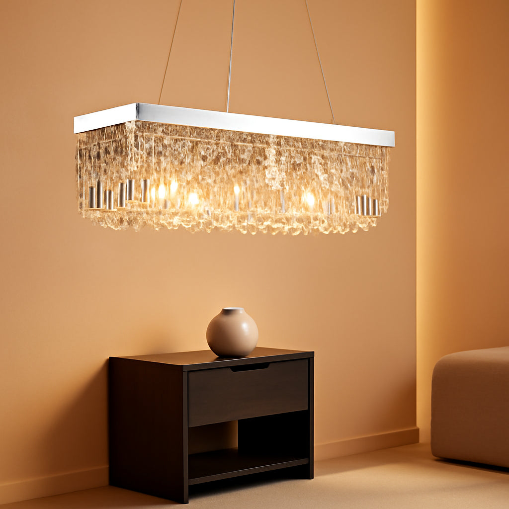 Rectangular Crystal Chandelier Thirty One Point Five Inch Dining Room-0