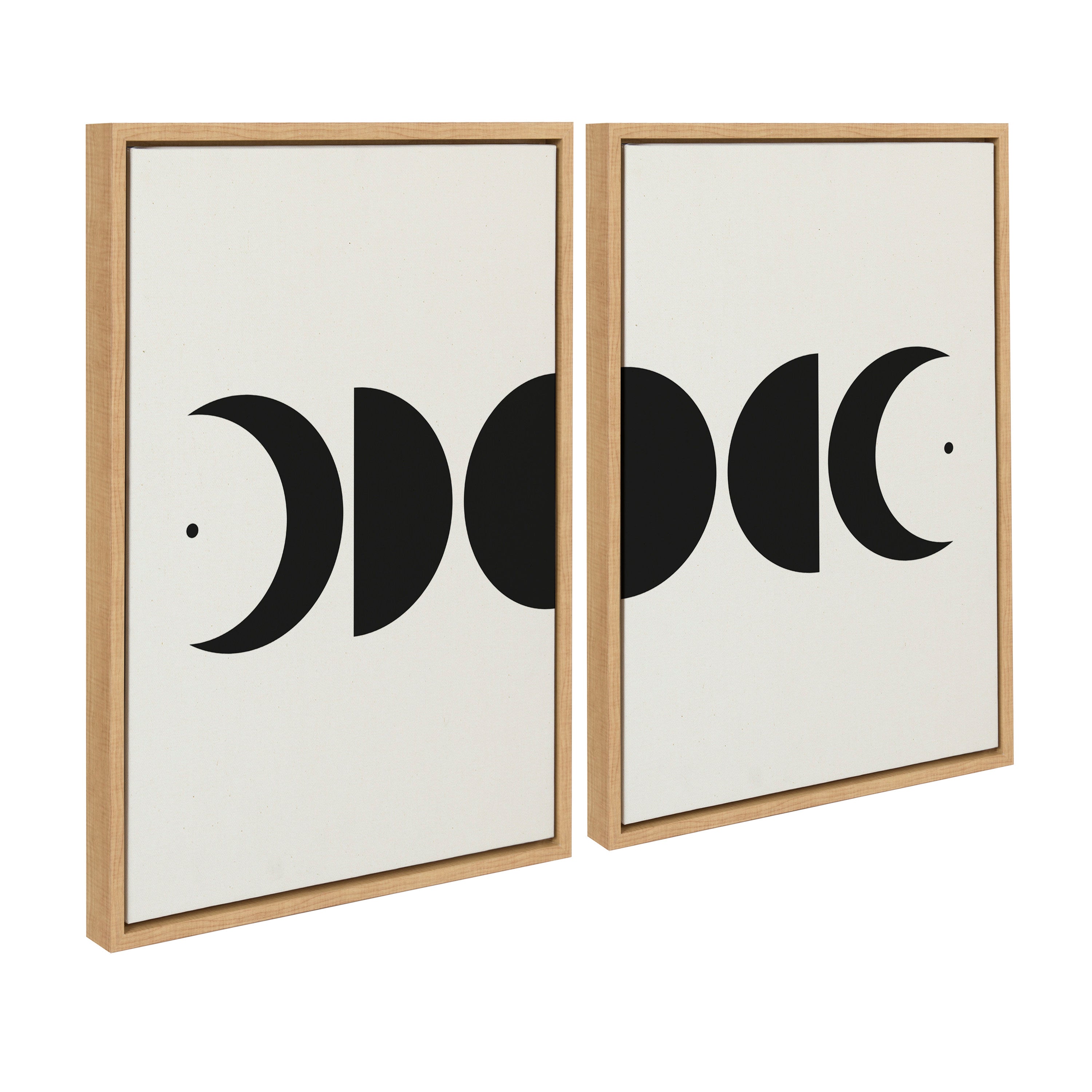 Sylvie Modern Geometric Moon Phases Framed Canvas Set by The Creative Bunch Studio