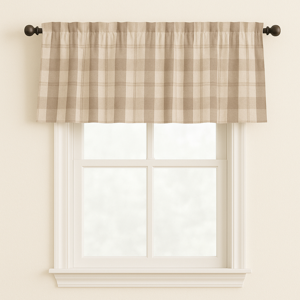 Pure Linen Check Valance Curtain – Farmhouse Window Topper – 7 Gingham Colours – Light Filtering Cotton Lined – Custom Sizes-0