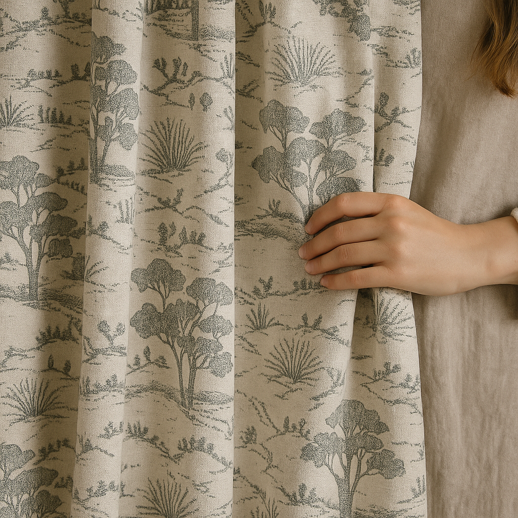 Countryside Toile Pure Linen Curtains – GOTS Certified | Made-to-Measure Light-Filtering or 100 % Blackout | Single Panel or Pair-4