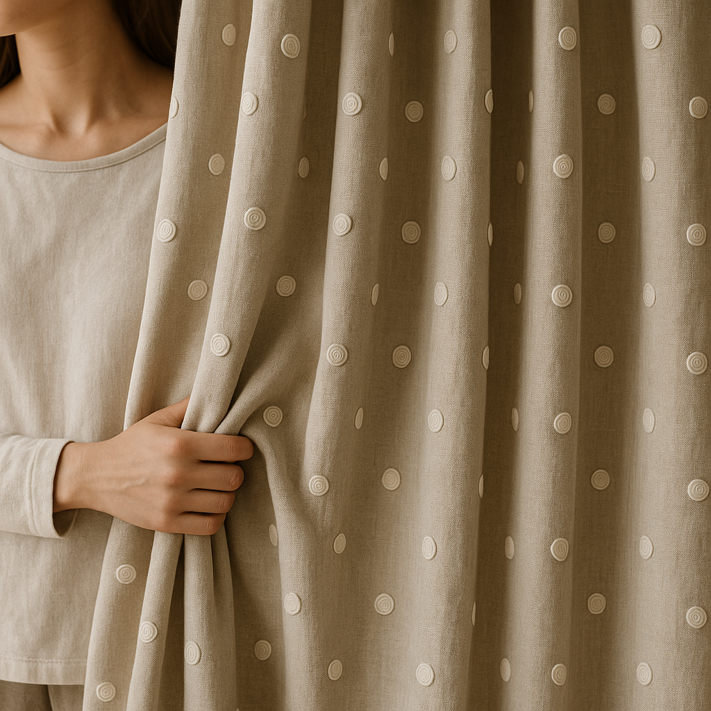 Pure Linen Spiral Polka Dot Curtains – Made to Measure, Blackout or Cotton Lined-0