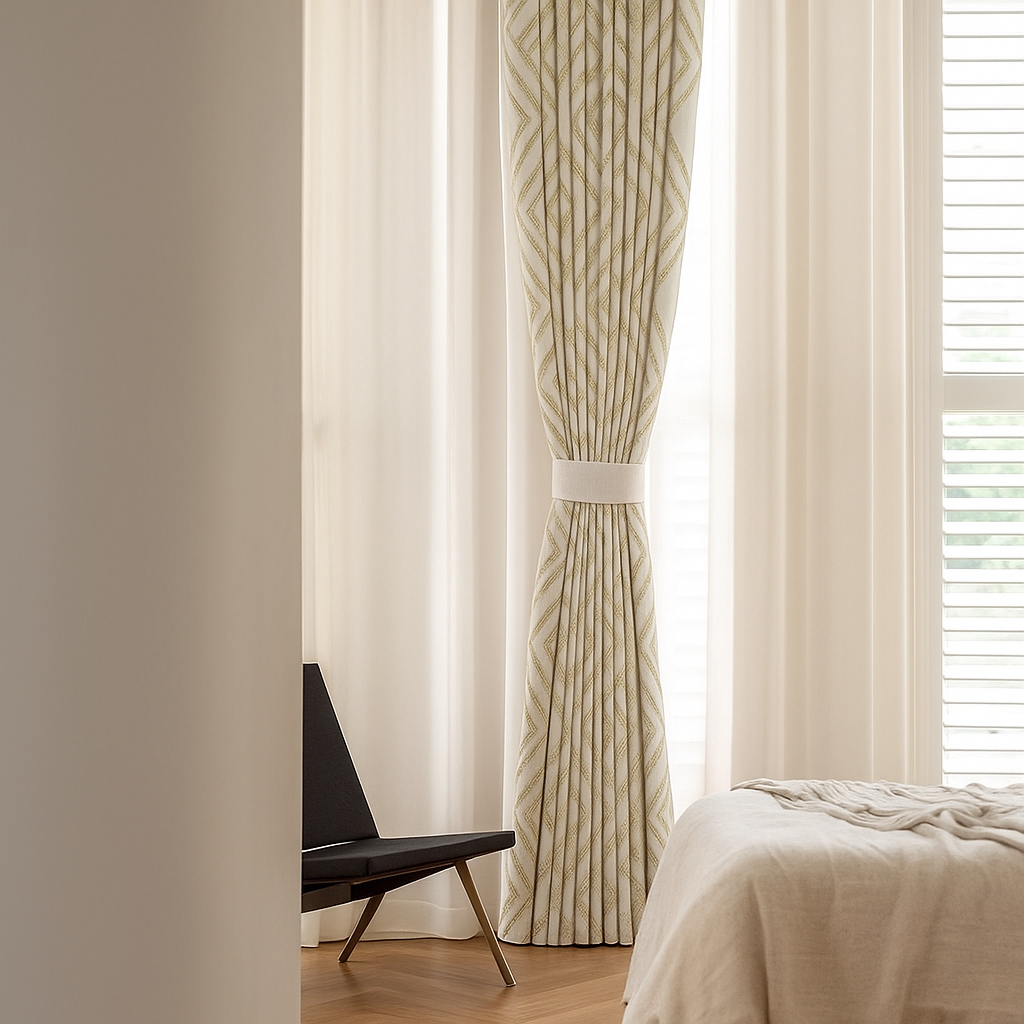 Luxury Linen Jacquard Geometric Curtains – 7 Colours, Made-to-Measure Blackout or Cotton Lined-2