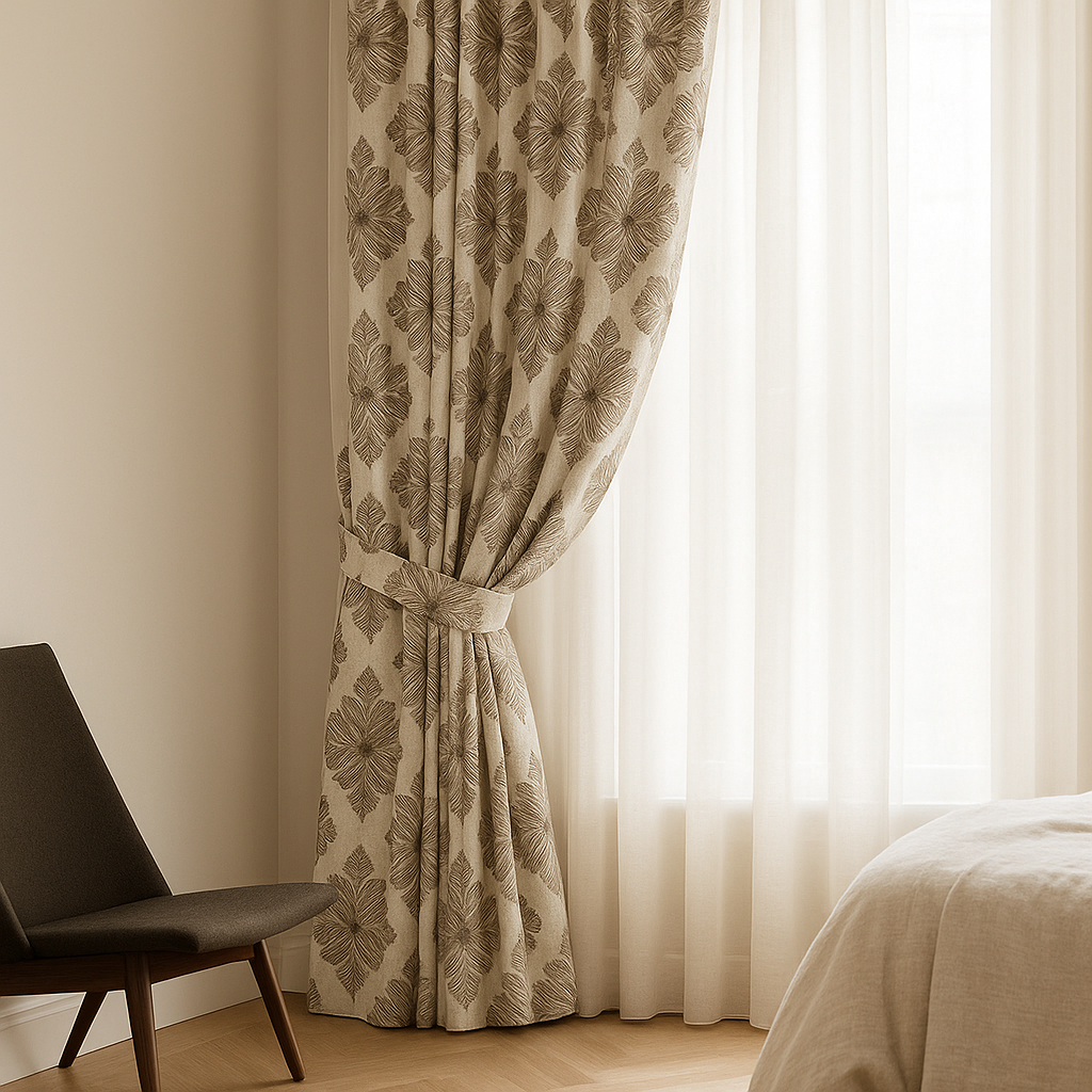 Luxury GOTS Linen Damask Curtains – Made-to-Measure, Blackout or Light-Filtering Liners-4