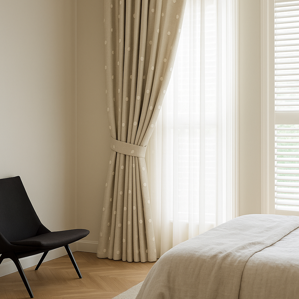 Pure Linen Spiral Polka Dot Curtains – Made to Measure, Blackout or Cotton Lined-3