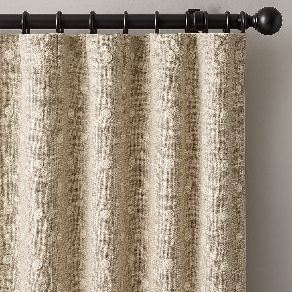 Pure Linen Spiral Polka Dot Curtains – Made to Measure, Blackout or Cotton Lined-4