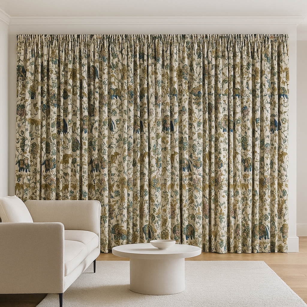 Elephant & Floral Organic Cotton Curtains – Custom Size, Blackout or Cotton Lined, Rod or Track Ready – Set of 2 or Single Panel-4