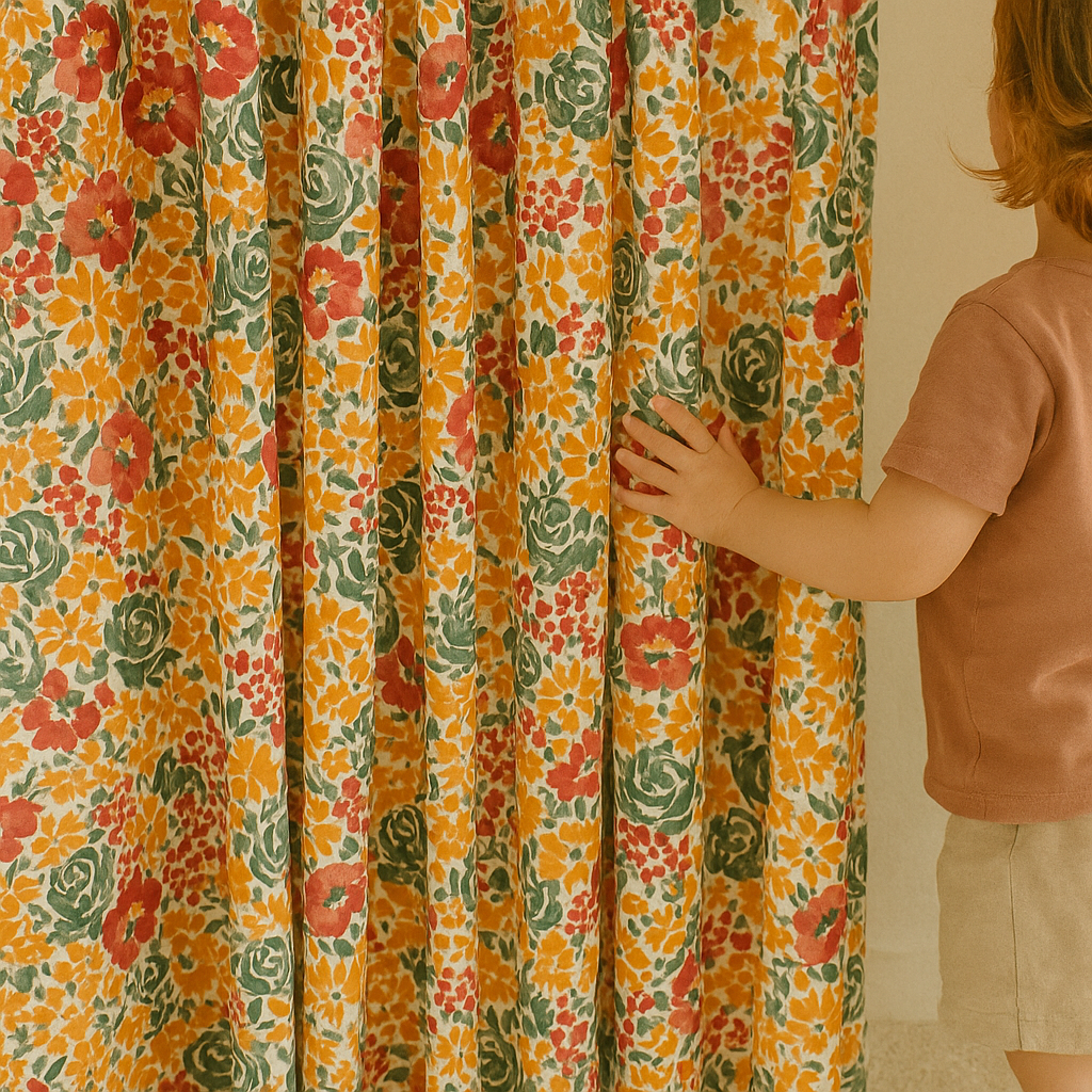Wildflower Meadow Cotton Curtains – Watercolour Floral Kids Drapes, Light-Filtering or 100 % Blackout | Made-to-Measure-0