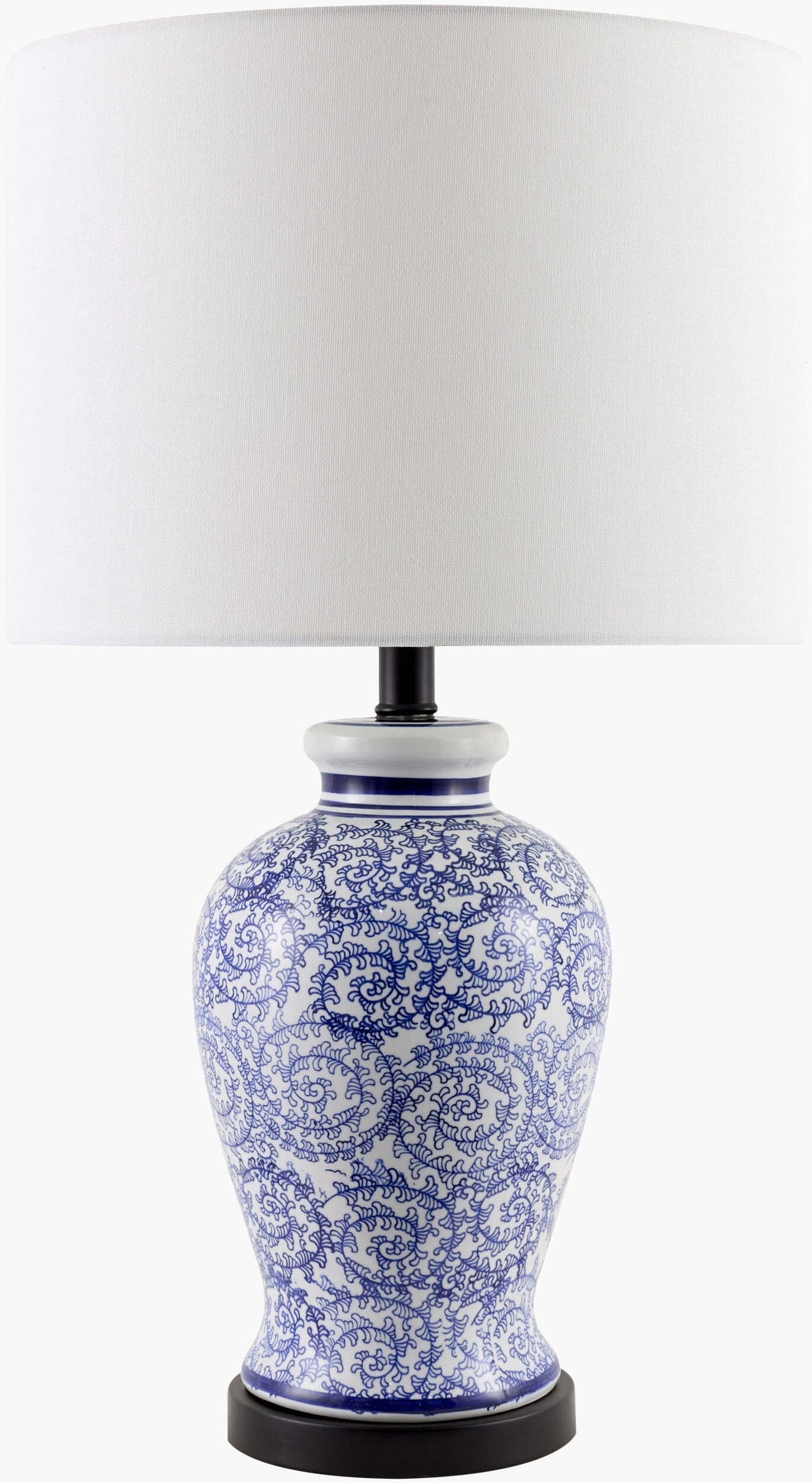 Sapphire Blue Traditional Table Lamp with linen details for bedside or console tables-0