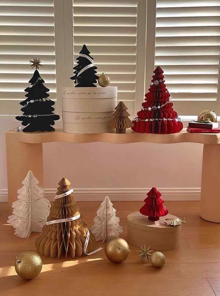 Foldable Accordion Christmas Tree Set of 2Pcs - Decoration for Table Shelf & Window-0