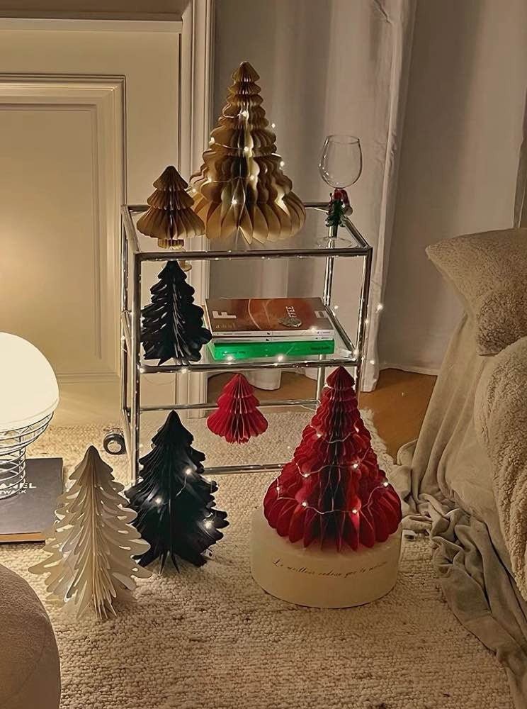 Foldable Accordion Christmas Tree Set of 2Pcs - Decoration for Table Shelf & Window-4