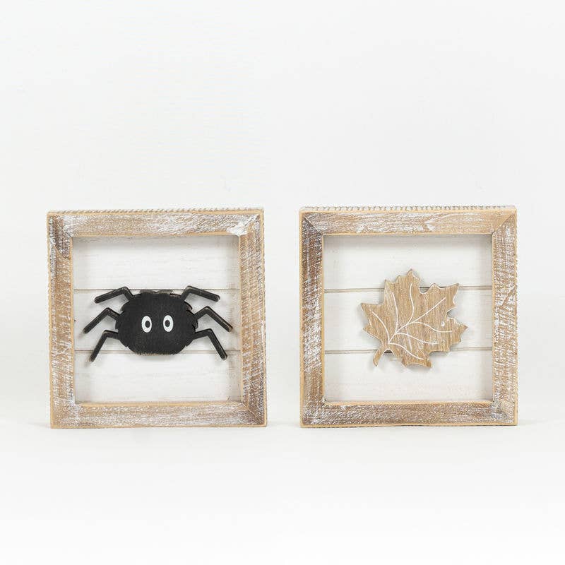 Reversible Fall & Halloween Leaf & Spider Decor