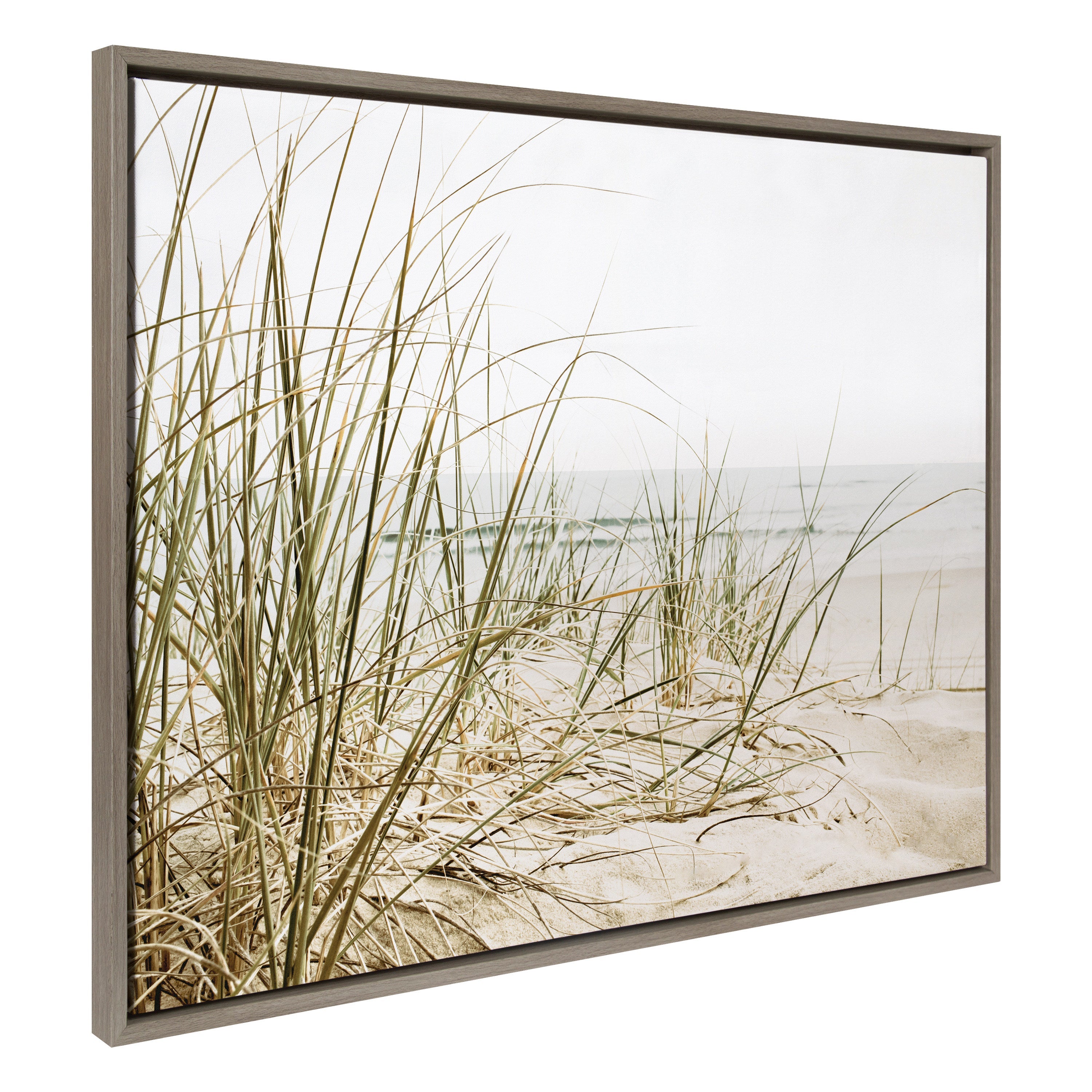 Sylvie Calming Beach Grass Framed Canvas by The Creative Bunch Studio