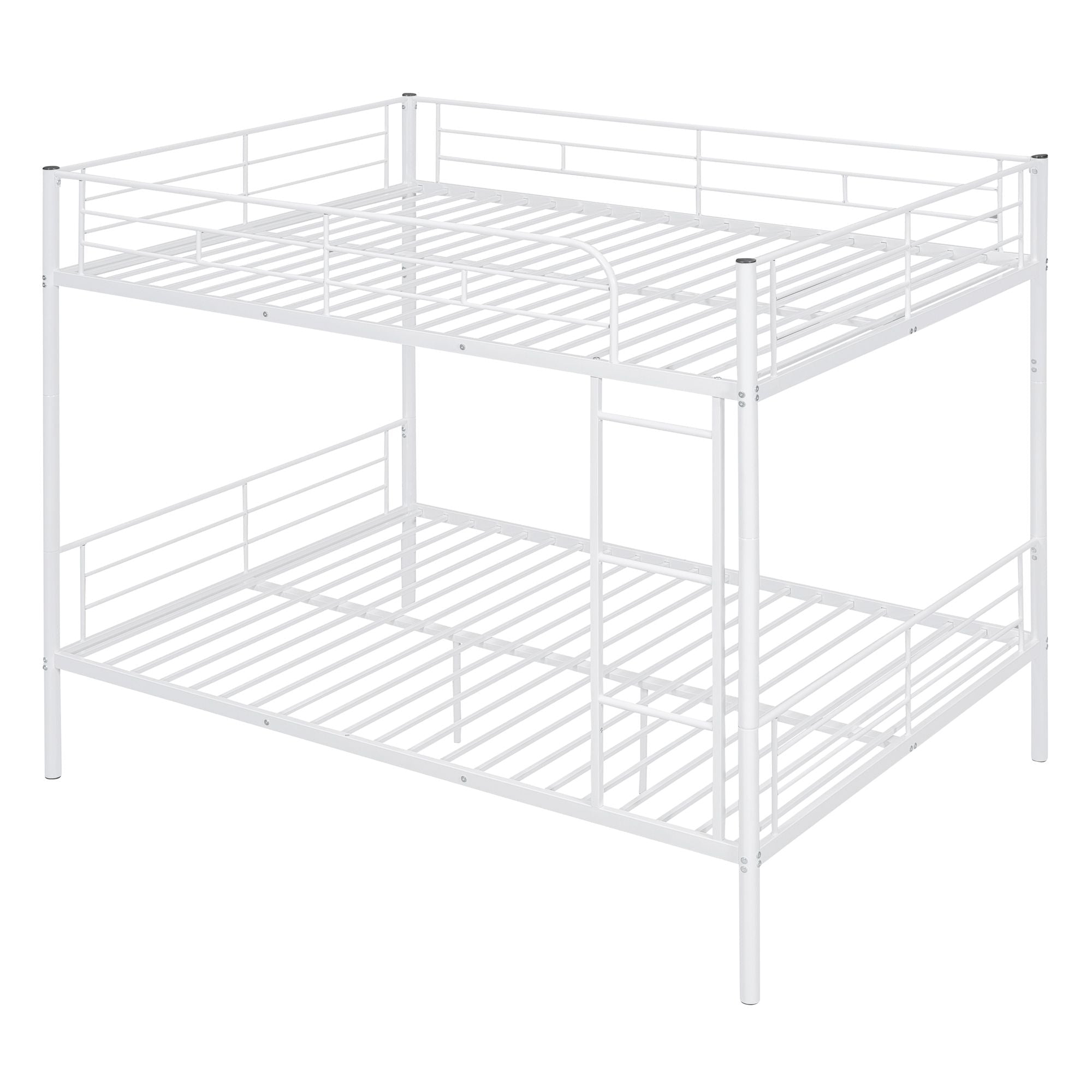 Full Over Full Metal Bunk Bed with Ladder, Durable Iron Frame in Black, White, or Silver | Just Better Bunk Beds