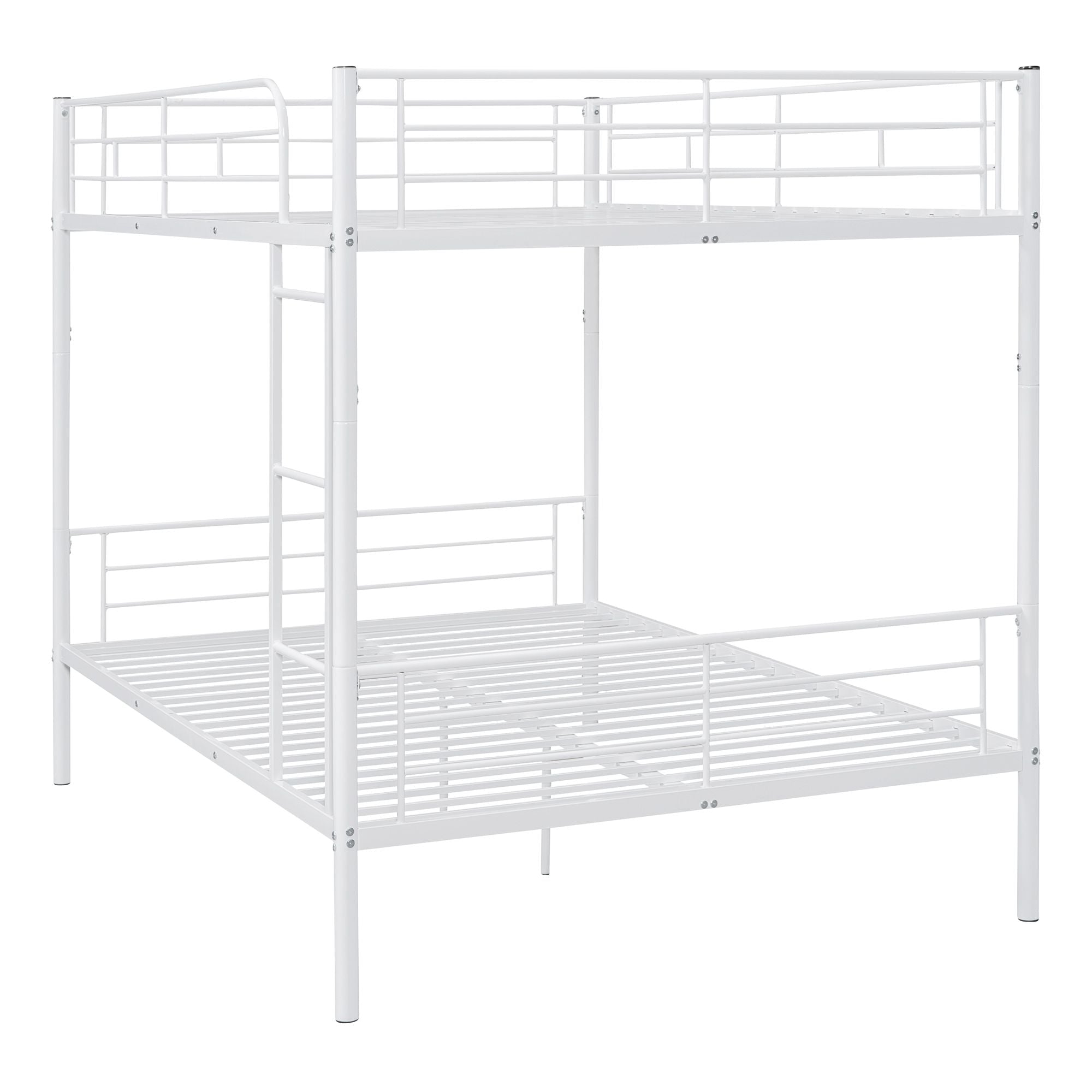Full Over Full Metal Bunk Bed with Ladder, Durable Iron Frame in Black, White, or Silver | Just Better Bunk Beds