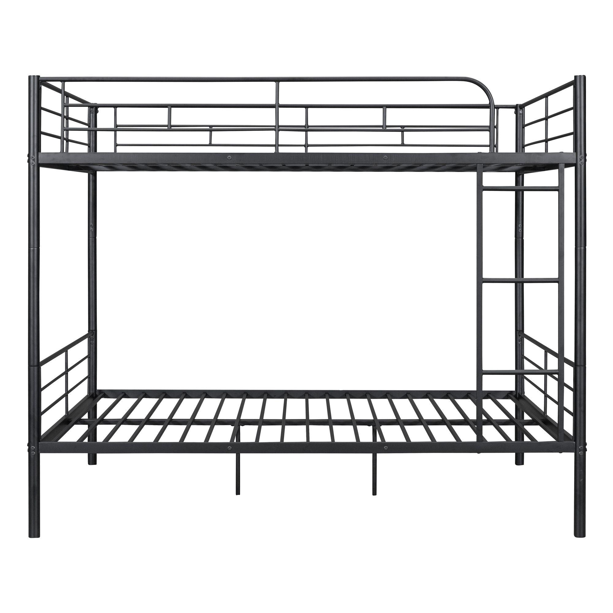 Full Over Full Metal Bunk Bed with Ladder, Durable Iron Frame in Black, White, or Silver | Just Better Bunk Beds