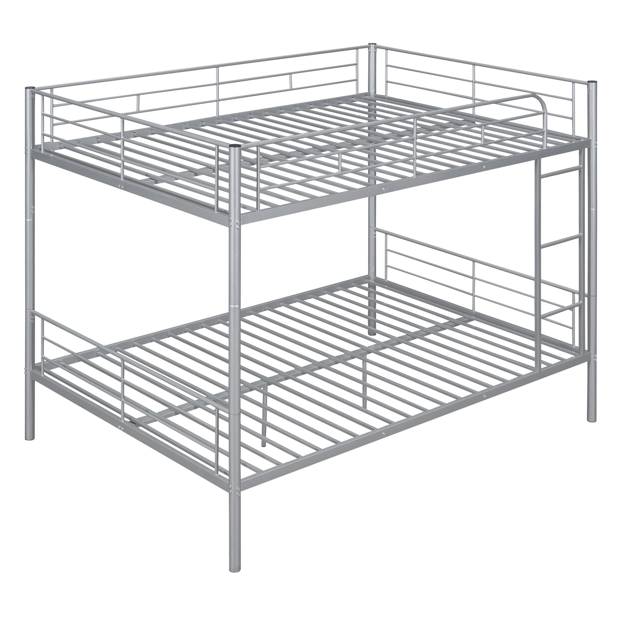 Full Over Full Metal Bunk Bed with Ladder, Durable Iron Frame in Black, White, or Silver | Just Better Bunk Beds
