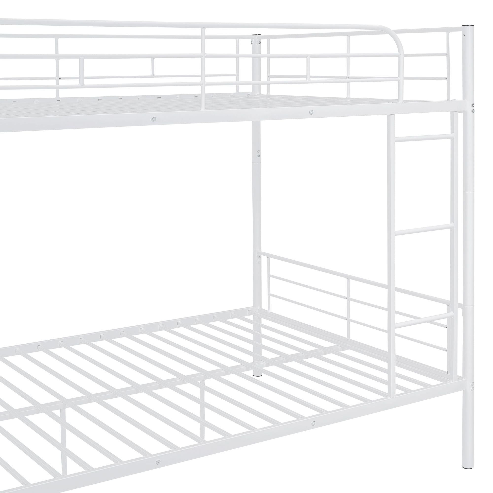 Full Over Full Metal Bunk Bed with Ladder, Durable Iron Frame in Black, White, or Silver | Just Better Bunk Beds