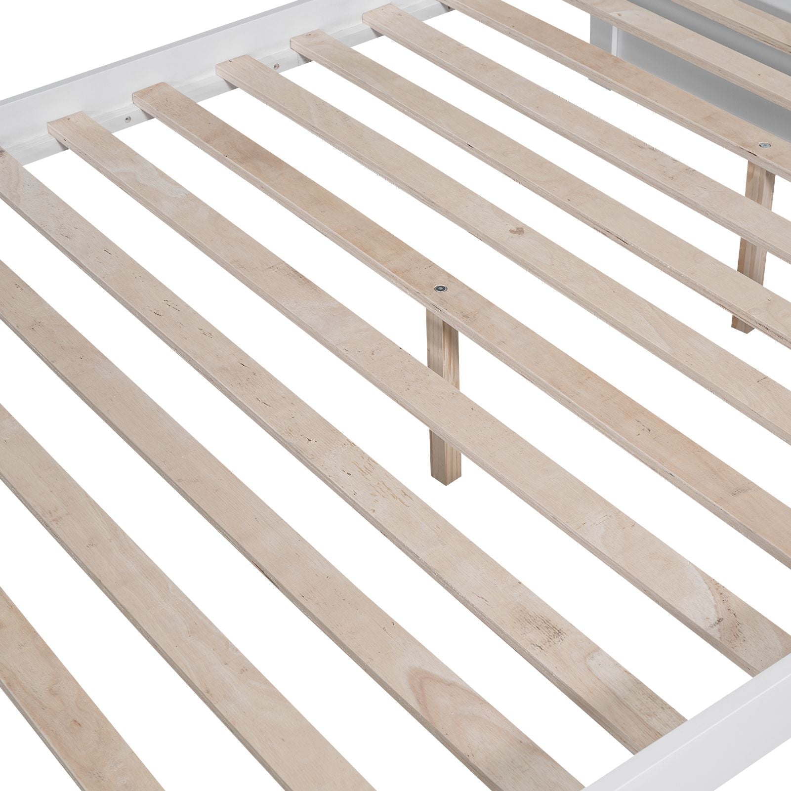 Full Over Full Wood Bunk Bed with Storage Drawers and Multi-Layer Cabinet, White | Just Better Bunk Beds