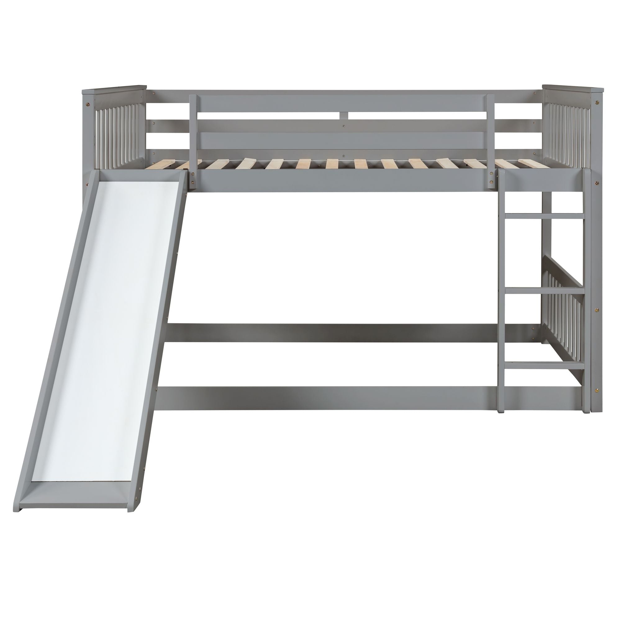 Fun Full over Full Wood Bunk Bed with Slide in White or Grey | Just Better Bunk Beds