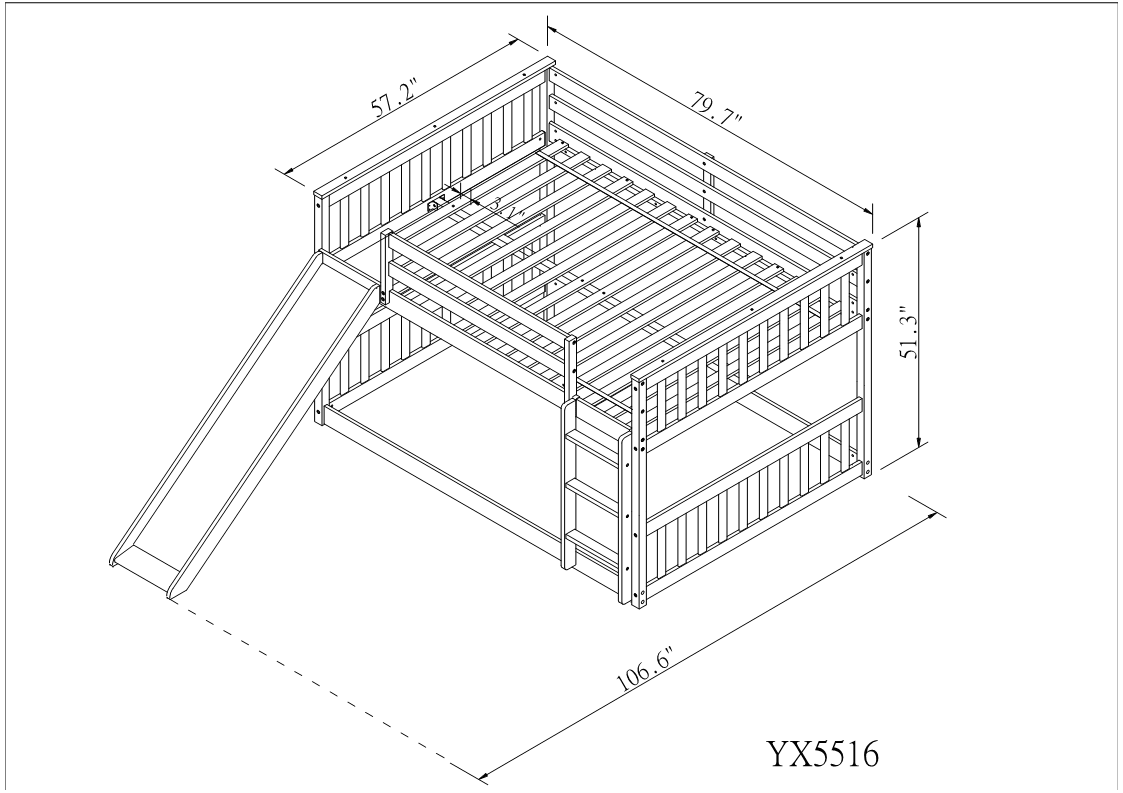 Fun Full over Full Wood Bunk Bed with Slide in White or Grey | Just Better Bunk Beds