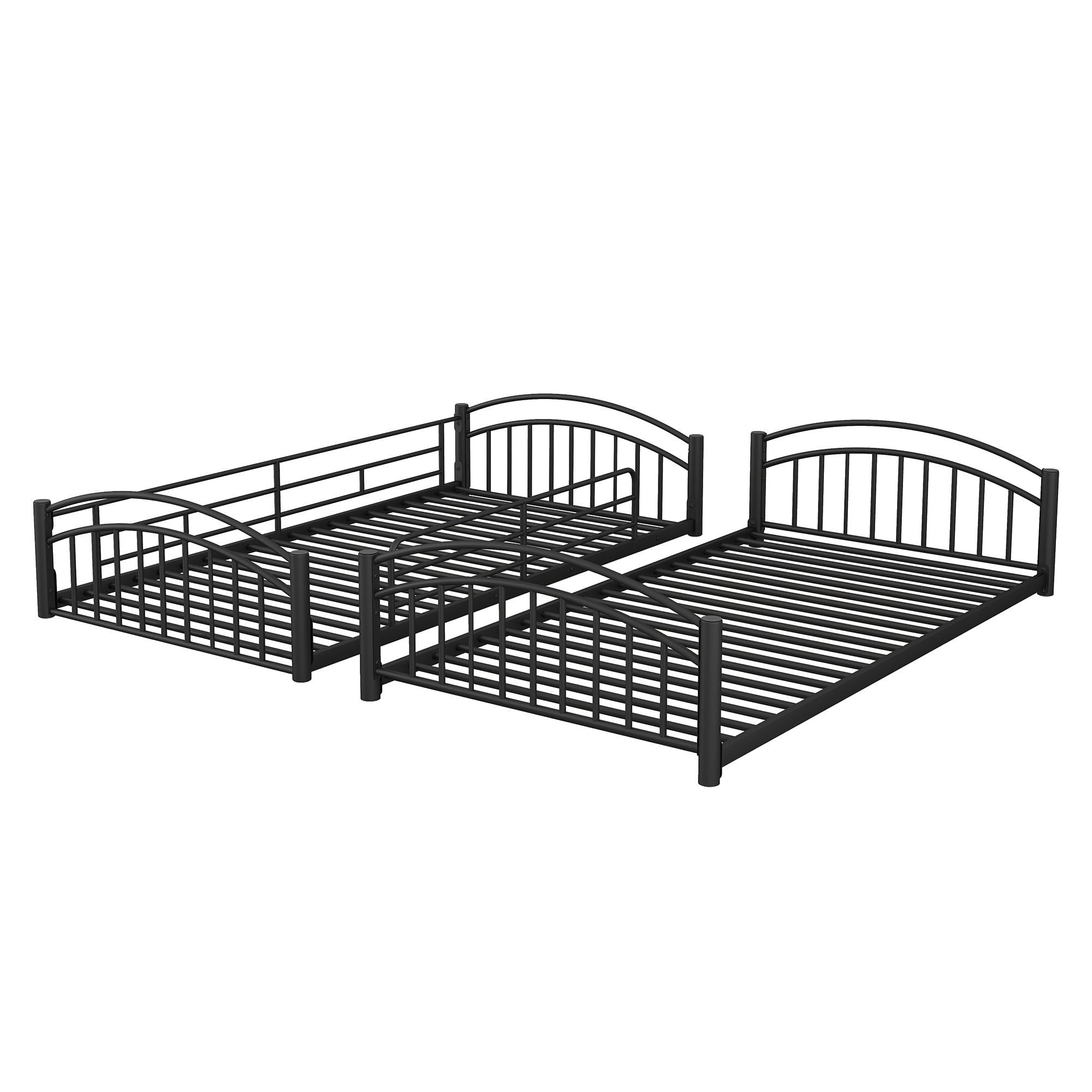 Fun Twin Over Twin Metal Bunk Bed with Slide for Kids, Black, Sturdy & Space-Saving | Just Better Bunk Beds