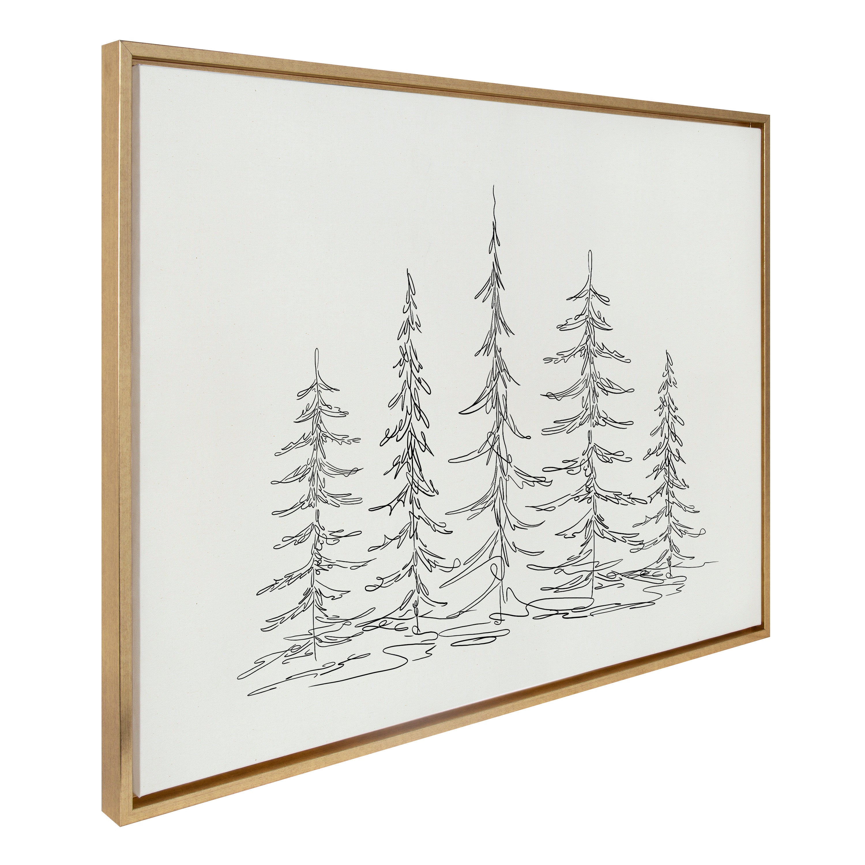Sylvie Minimalist Evergreen Trees Sketch Framed Canvas by The Creative Bunch Studio