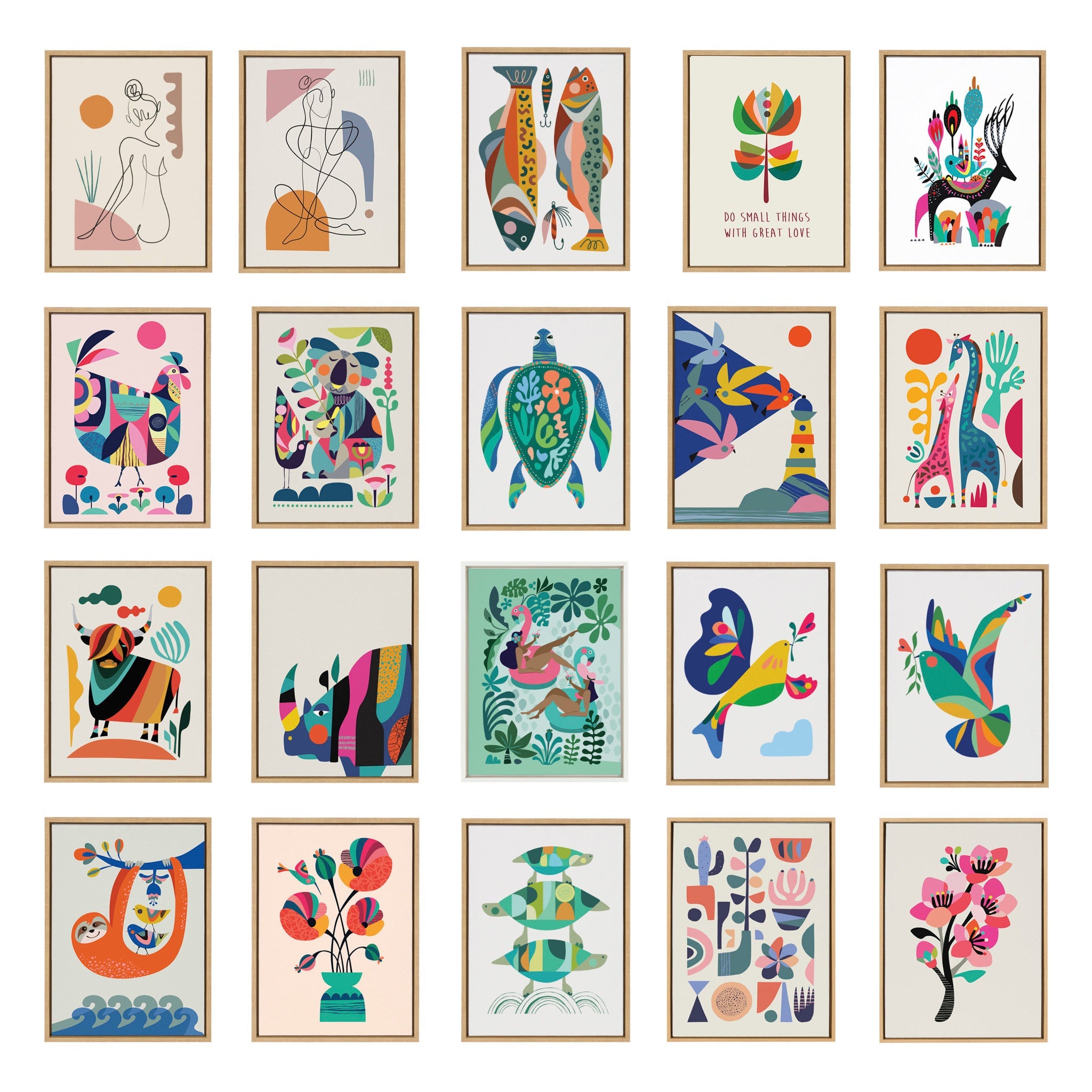 Sylvie The Family Tree, Bird of Peace and Peace Dove Framed Canvas Art Set by Rachel Lee of My Dream Wall